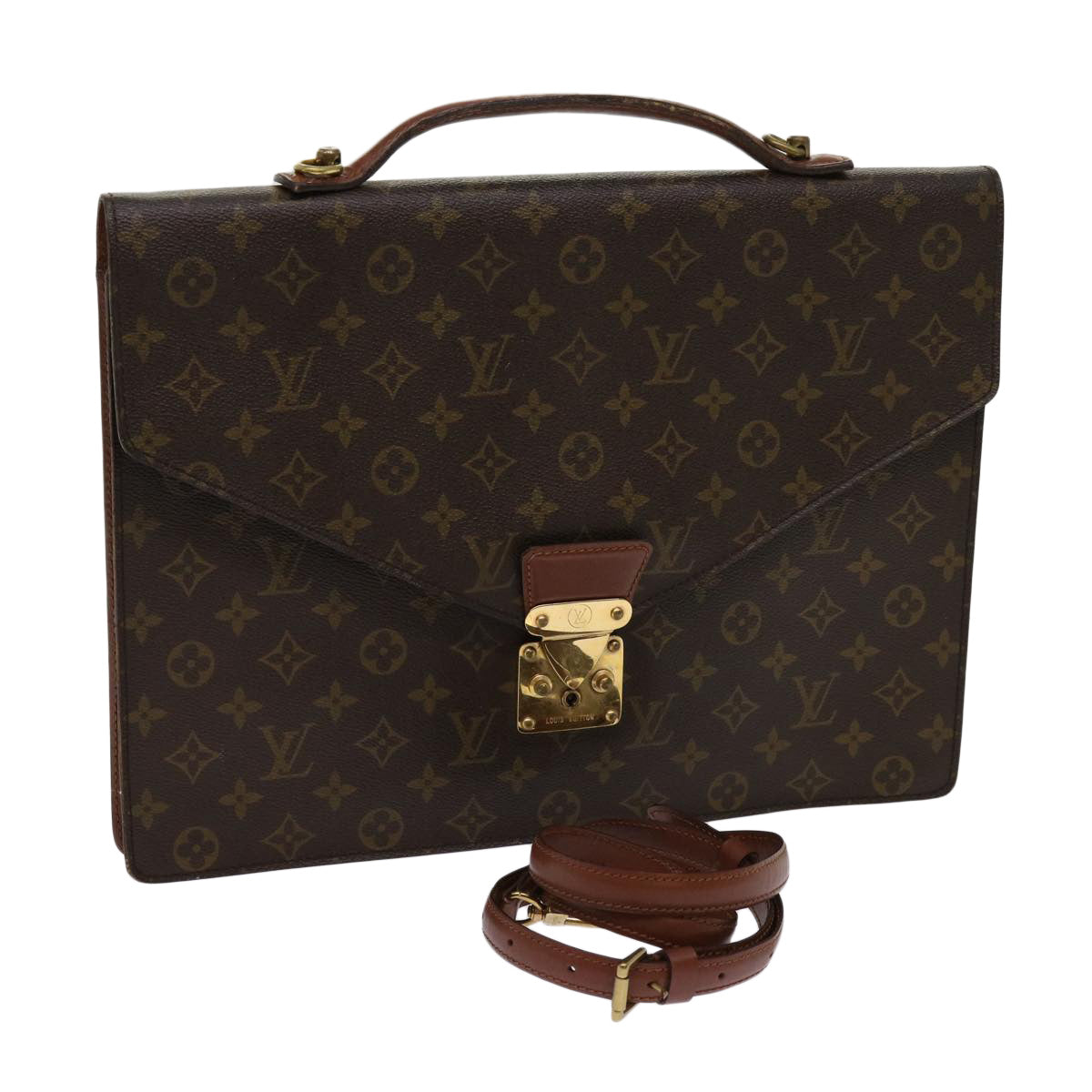 LOUIS VUITTON Monogram Porte Documents Bandouliere Bag M53338 LV Auth 63953