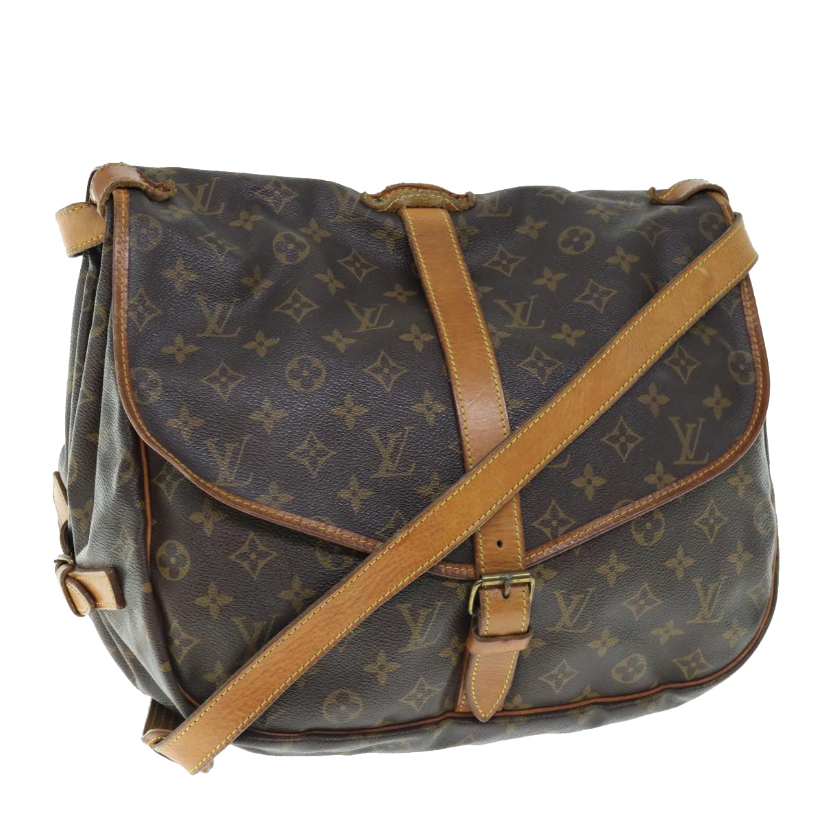 LOUIS VUITTON Monogram Saumur 35 Shoulder Bag M42254 LV Auth 63956