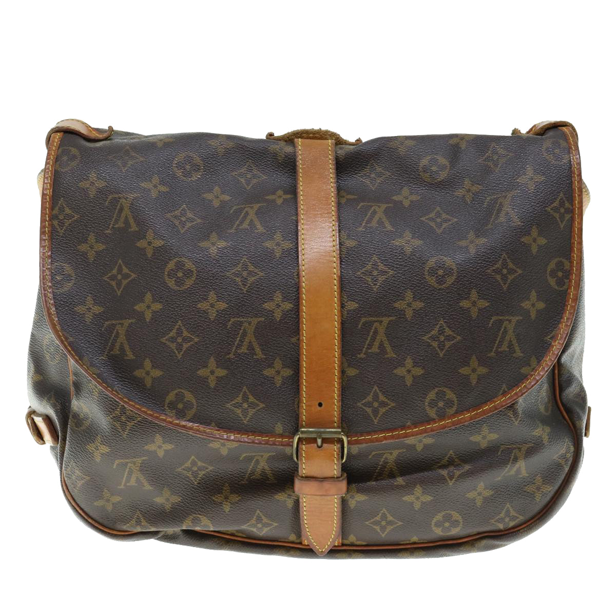 LOUIS VUITTON Monogram Saumur 35 Shoulder Bag M42254 LV Auth 63956