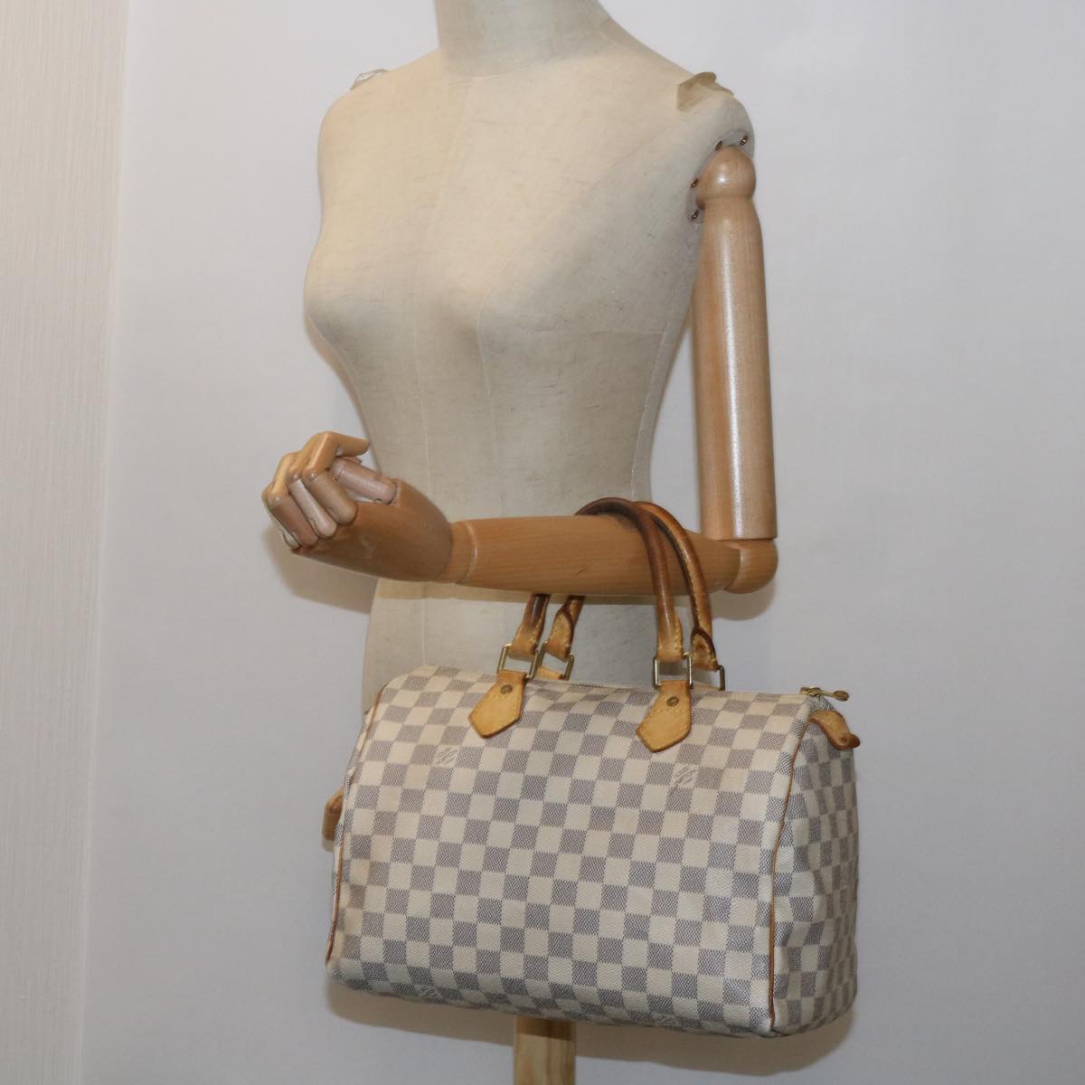 LOUIS VUITTON Damier Azur Speedy 30 Hand Bag N41533 LV Auth 63970