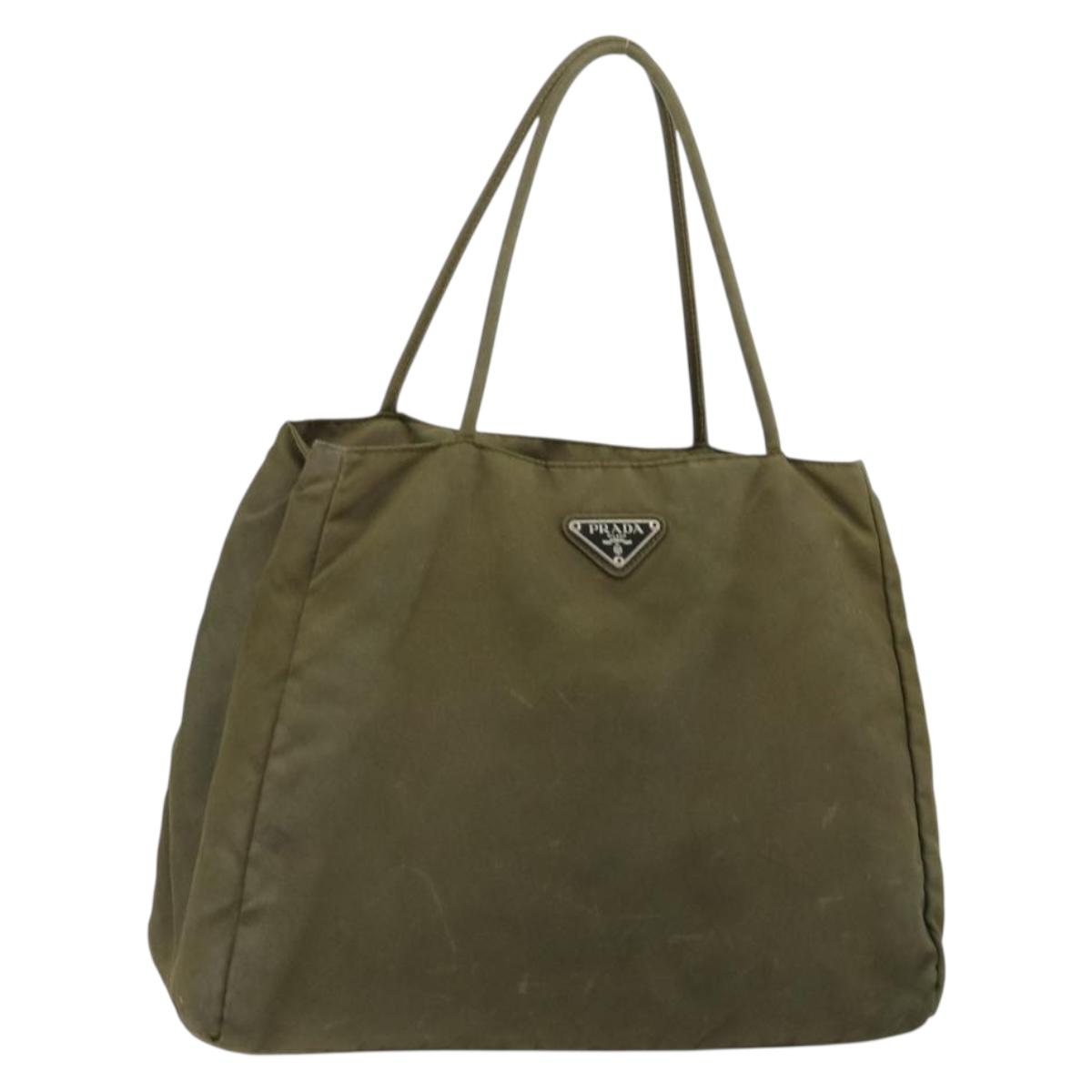 PRADA Tote Bag Nylon Khaki Auth 63975