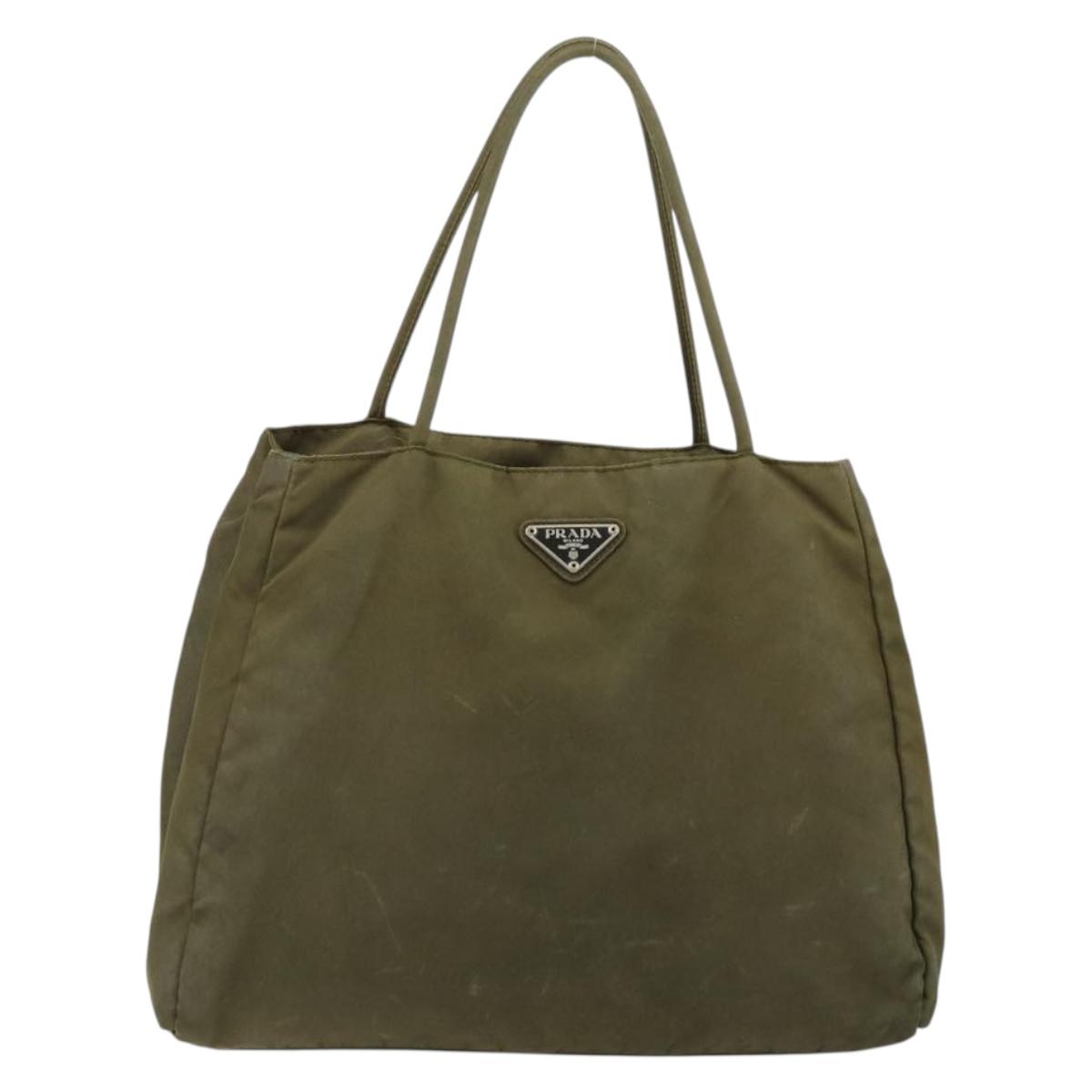 PRADA Tote Bag Nylon Khaki Auth 63975