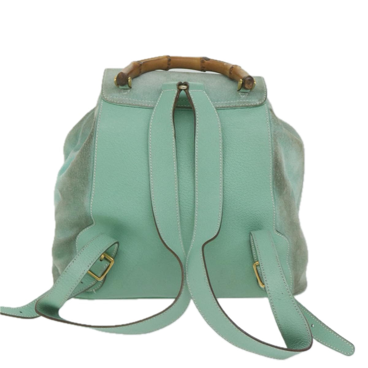 GUCCI Bamboo Backpack Suede Light Blue Auth 63986