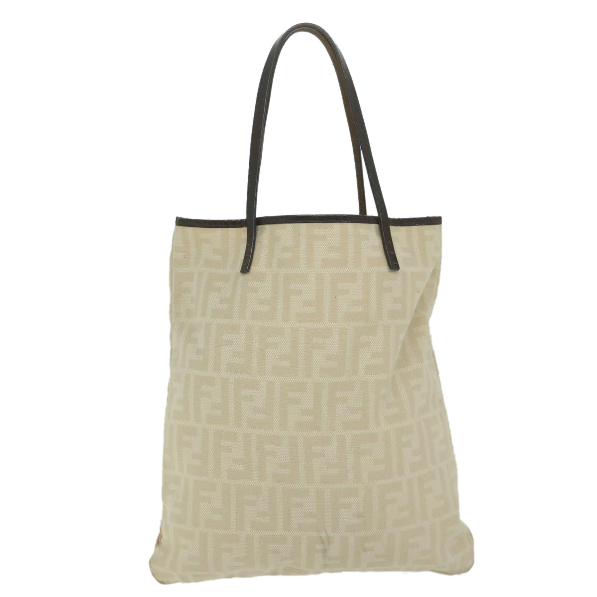 FENDI Zucca Canvas Tote Bag Beige Auth 63991