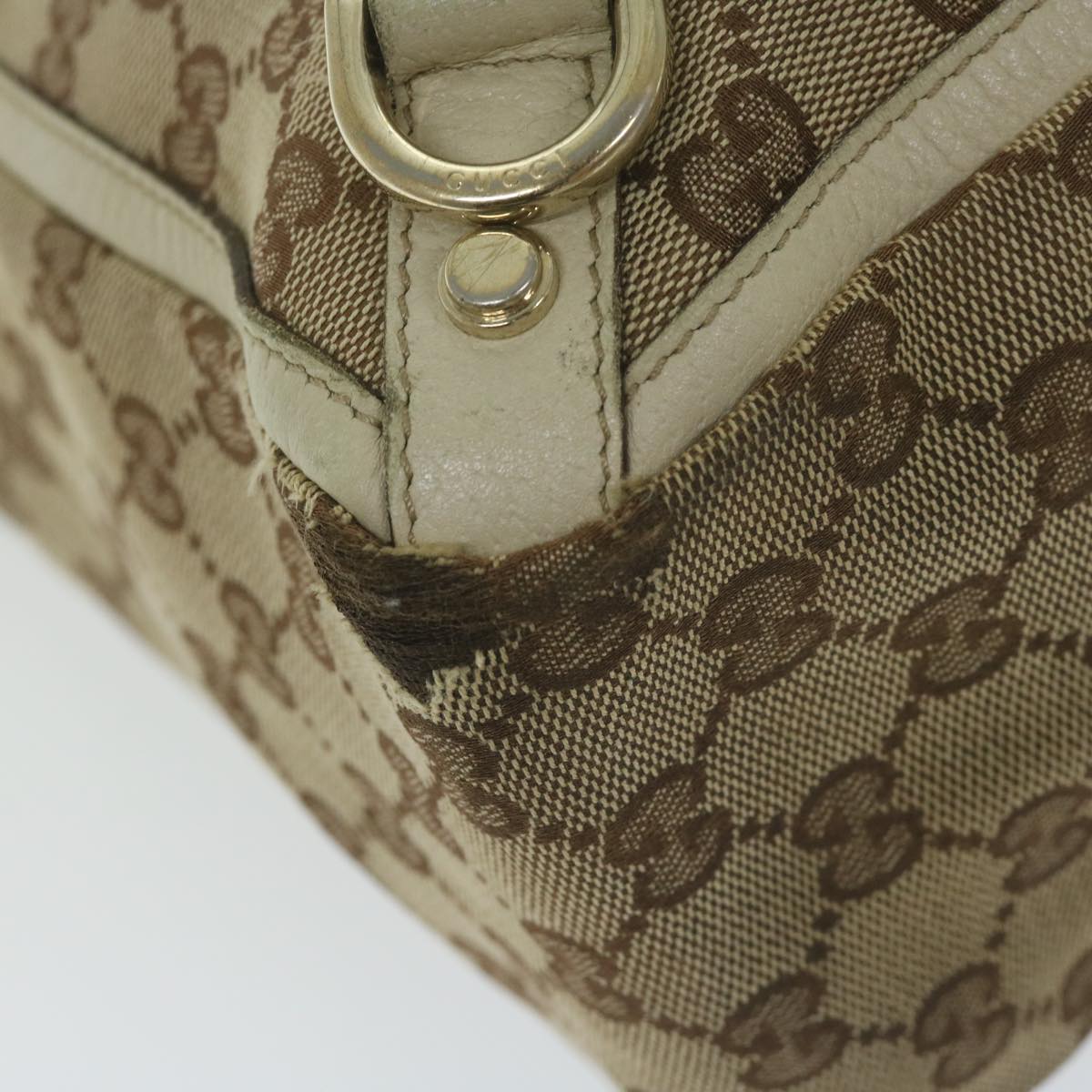 GUCCI GG Canvas Tote Bag Beige White Auth 63992