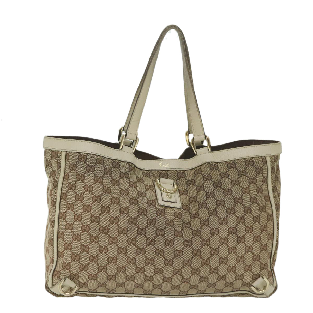 GUCCI GG Canvas Tote Bag Beige White Auth 63992