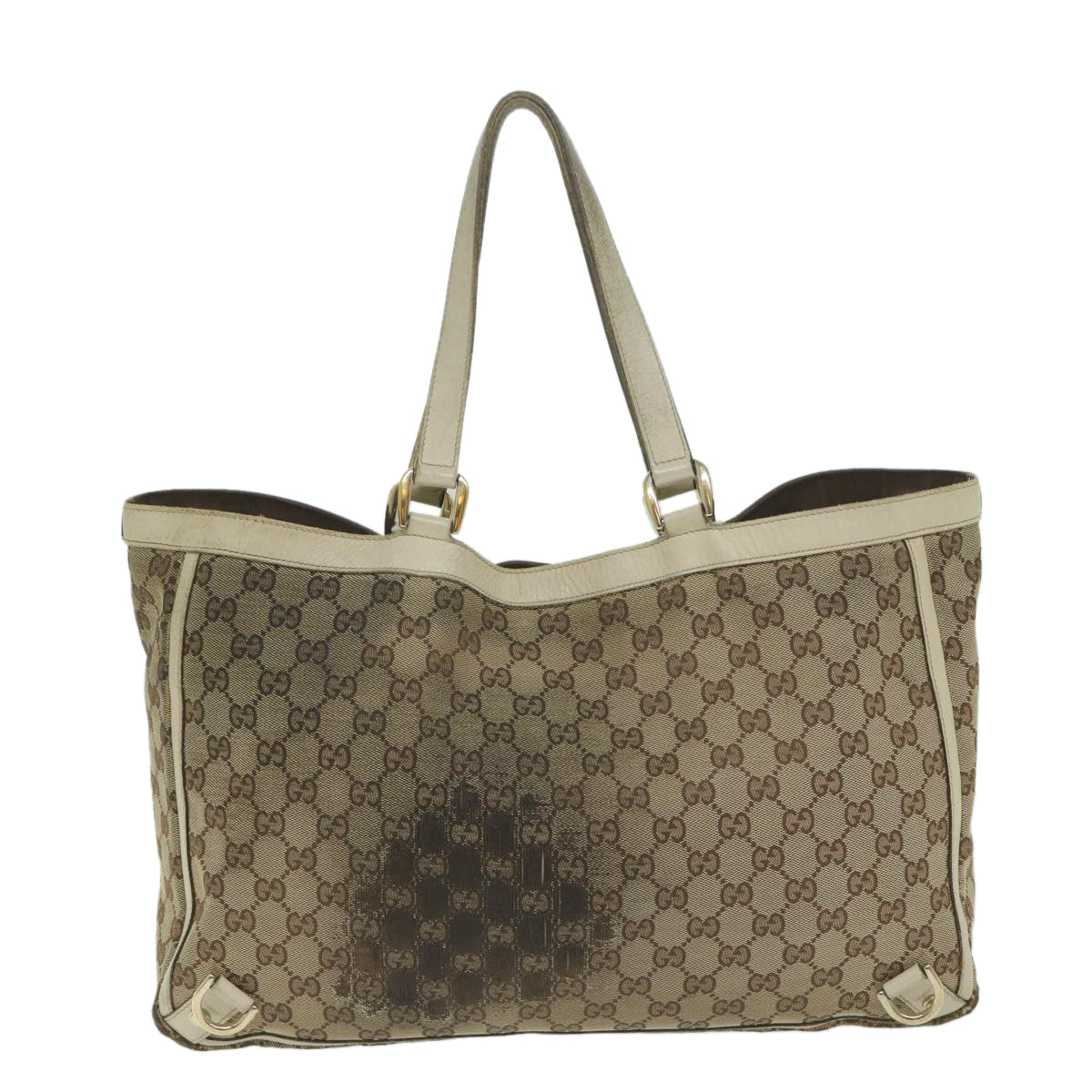 GUCCI GG Canvas Tote Bag Beige White Auth 63992