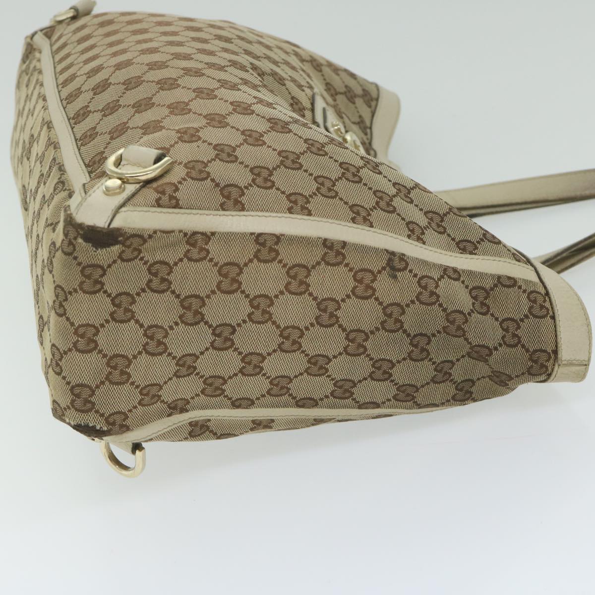 GUCCI GG Canvas Tote Bag Beige White Auth 63992