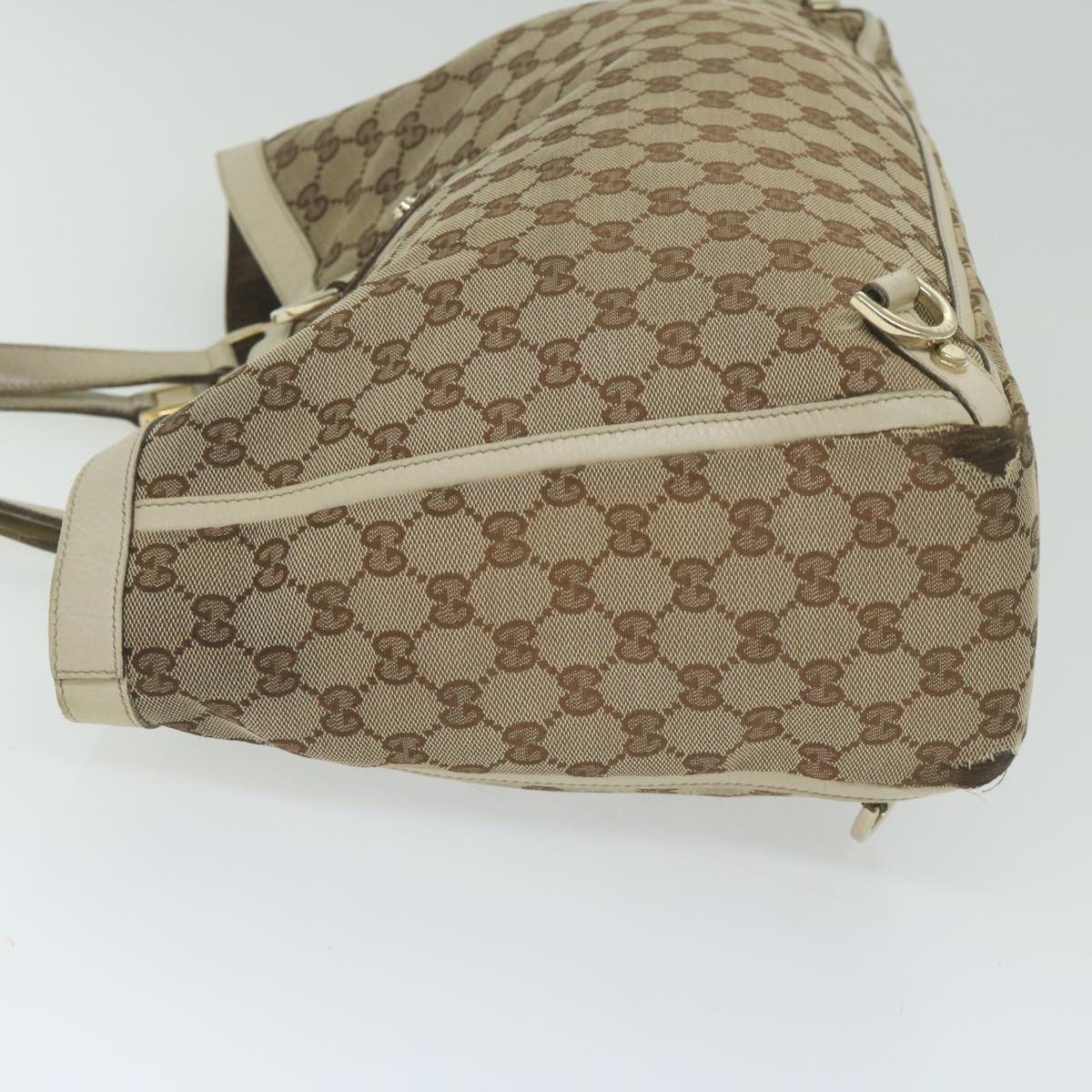 GUCCI GG Canvas Tote Bag Beige White Auth 63992