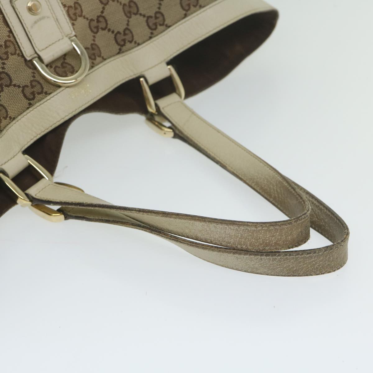 GUCCI GG Canvas Tote Bag Beige White Auth 63992