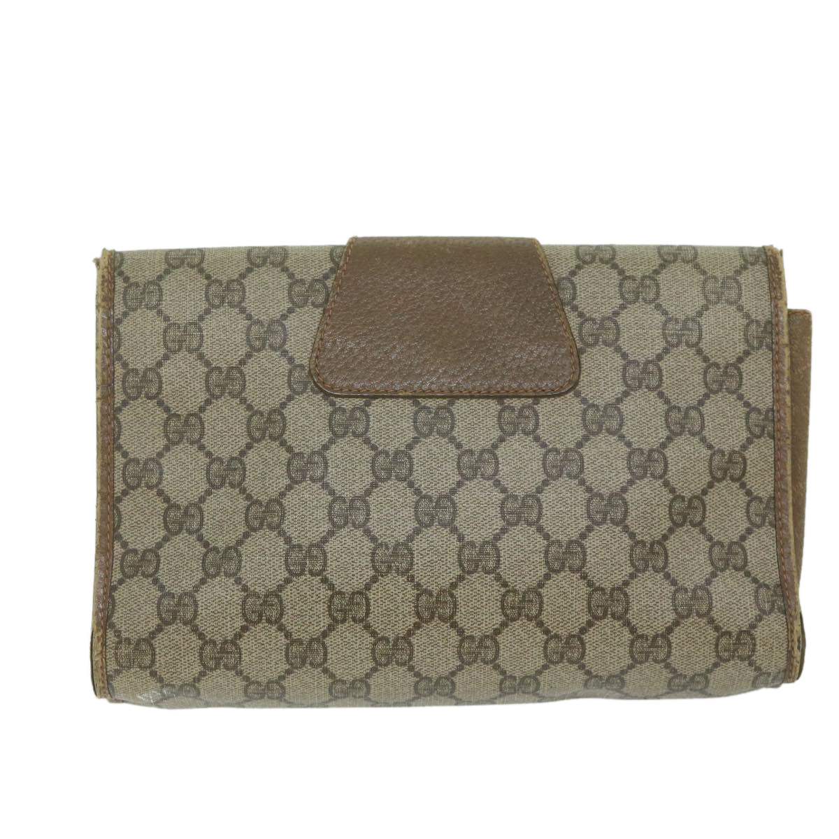 GUCCI GG Canvas Web Sherry Line Clutch Bag PVC Beige Green Red Auth 64005