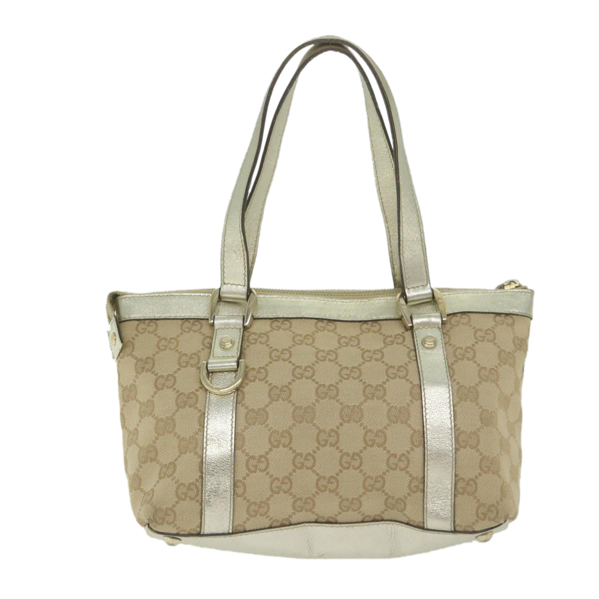 GUCCI GG Canvas Hand Bag Beige Gold Auth 64007