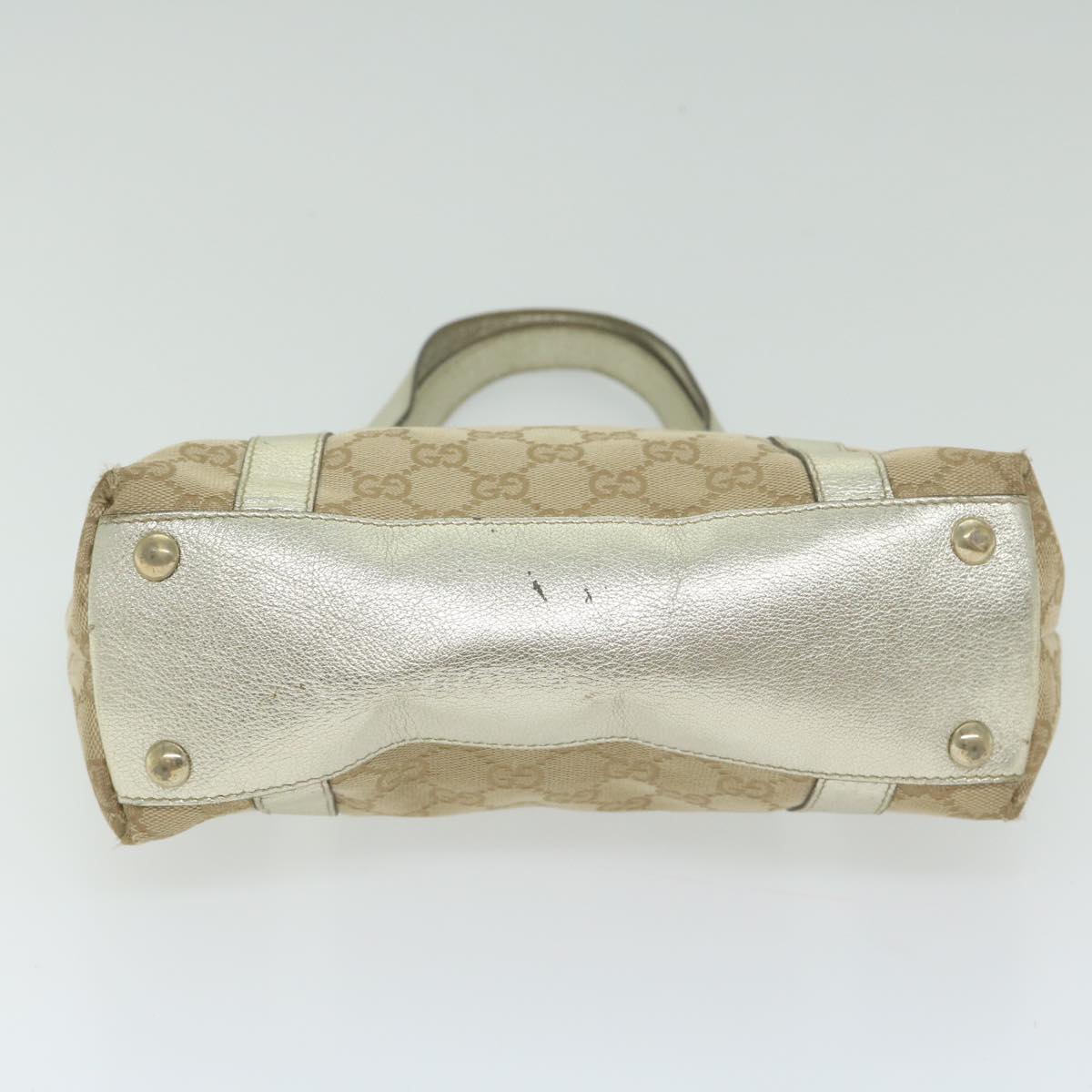 GUCCI GG Canvas Hand Bag Beige Gold Auth 64007