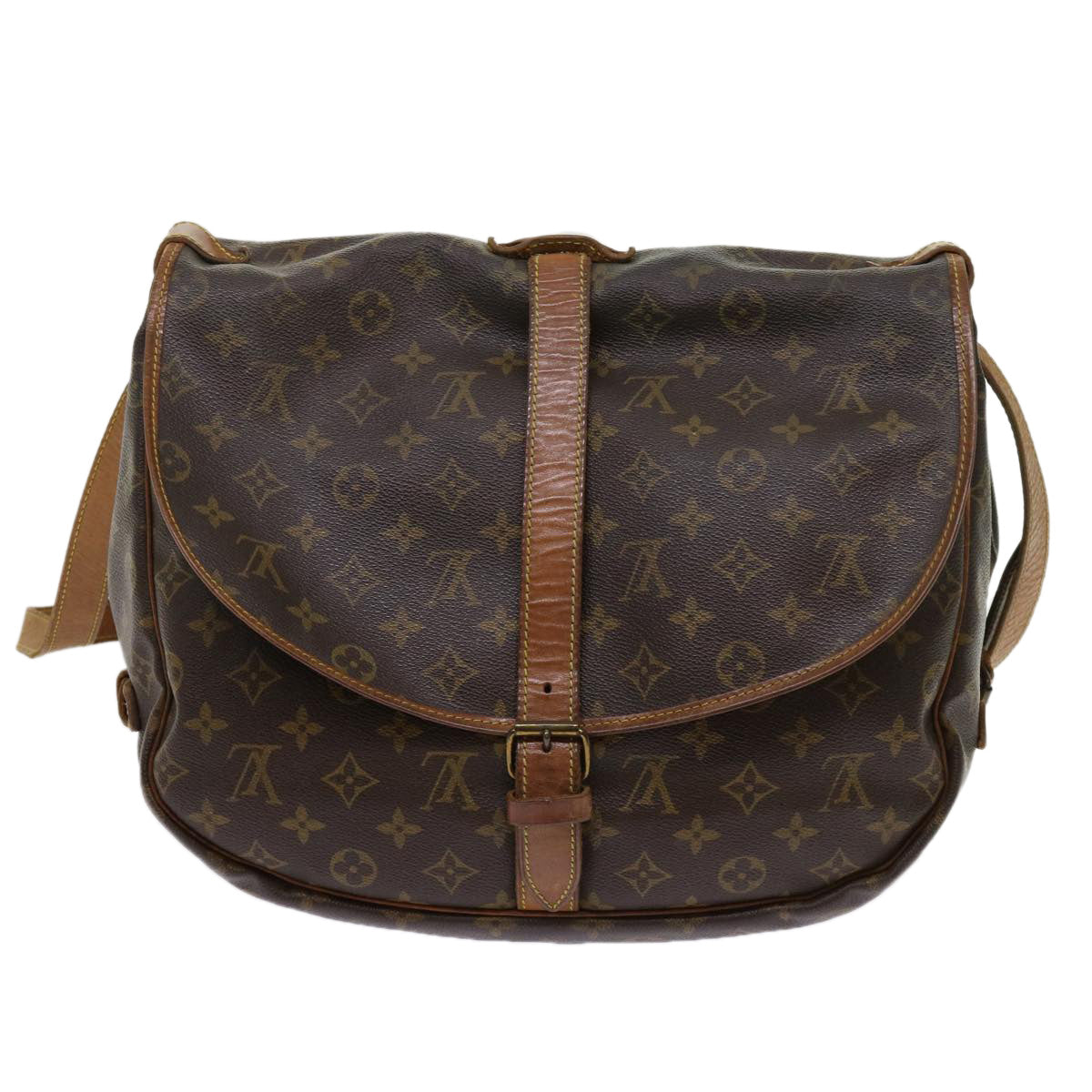 LOUIS VUITTON Monogram Saumur 35 Shoulder Bag M42254 LV Auth 64074