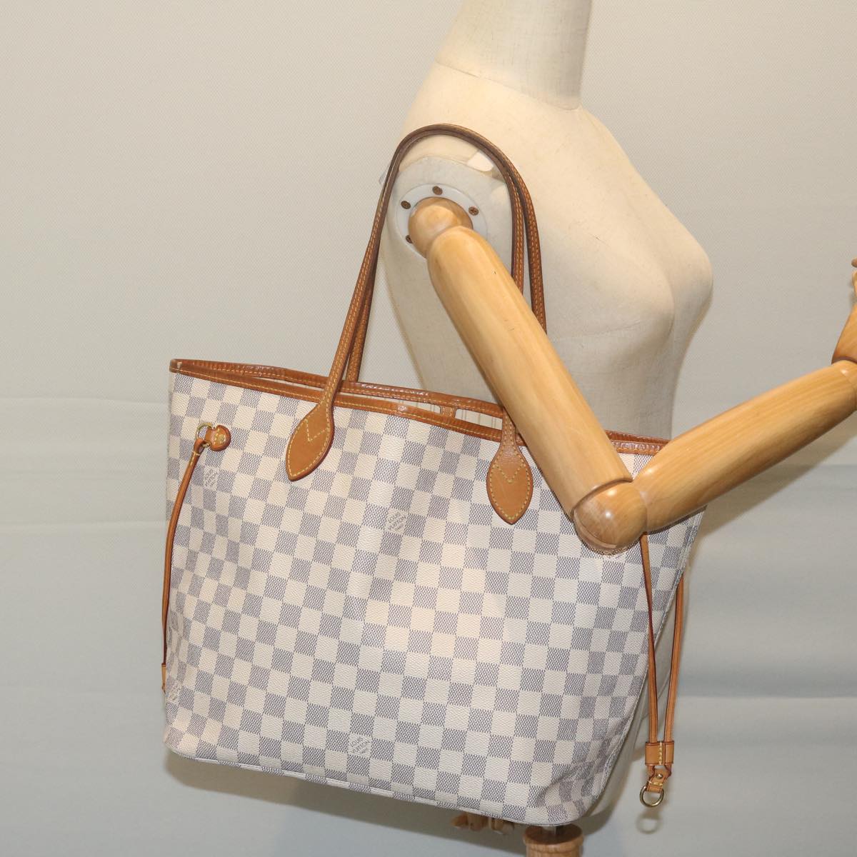 LOUIS VUITTON Damier Azur Neverfull MM Tote Bag N41605 LV Auth 64098