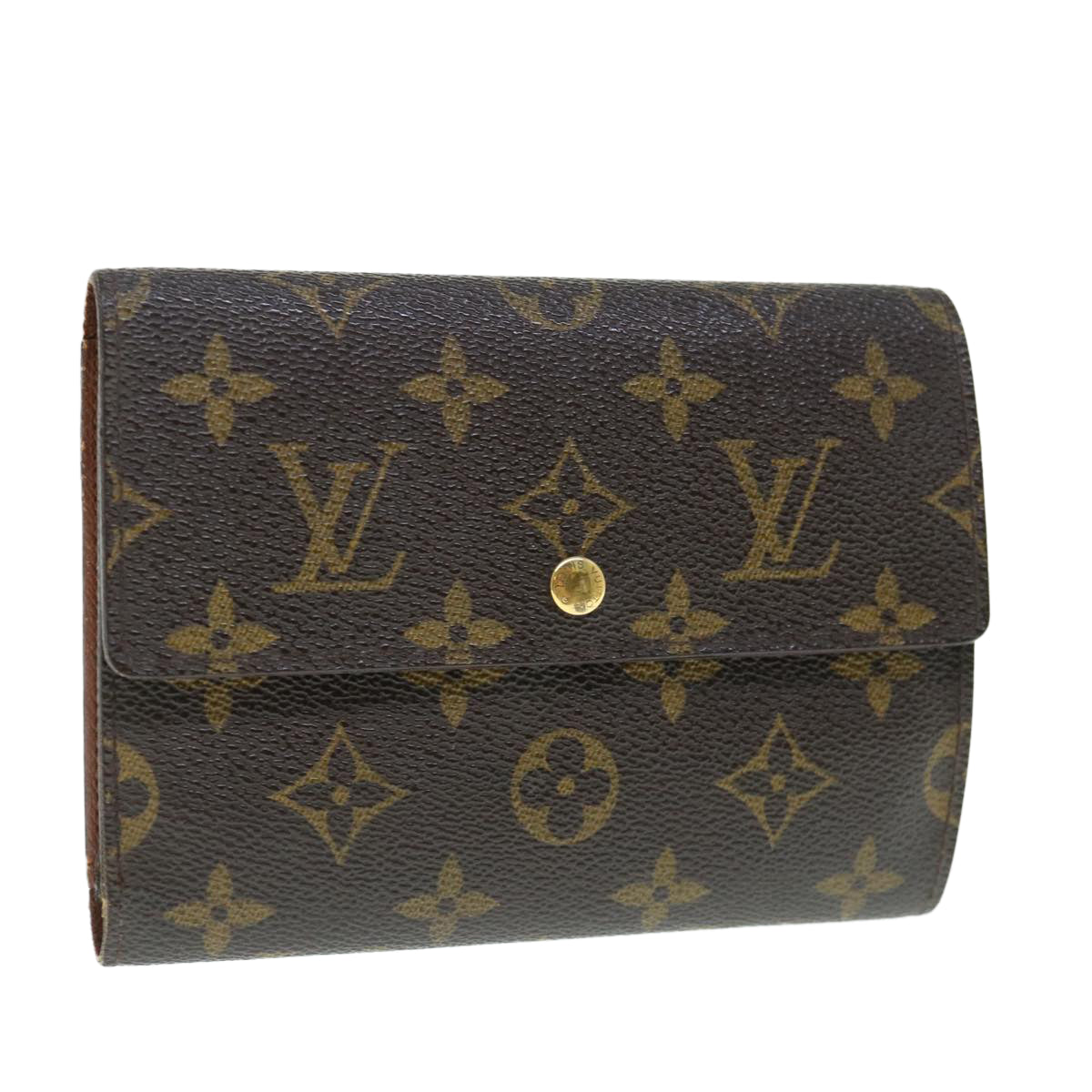 LOUIS VUITTON Monogram Porte Tresor Etui Chequier Wallet M61200 LV Auth 64121