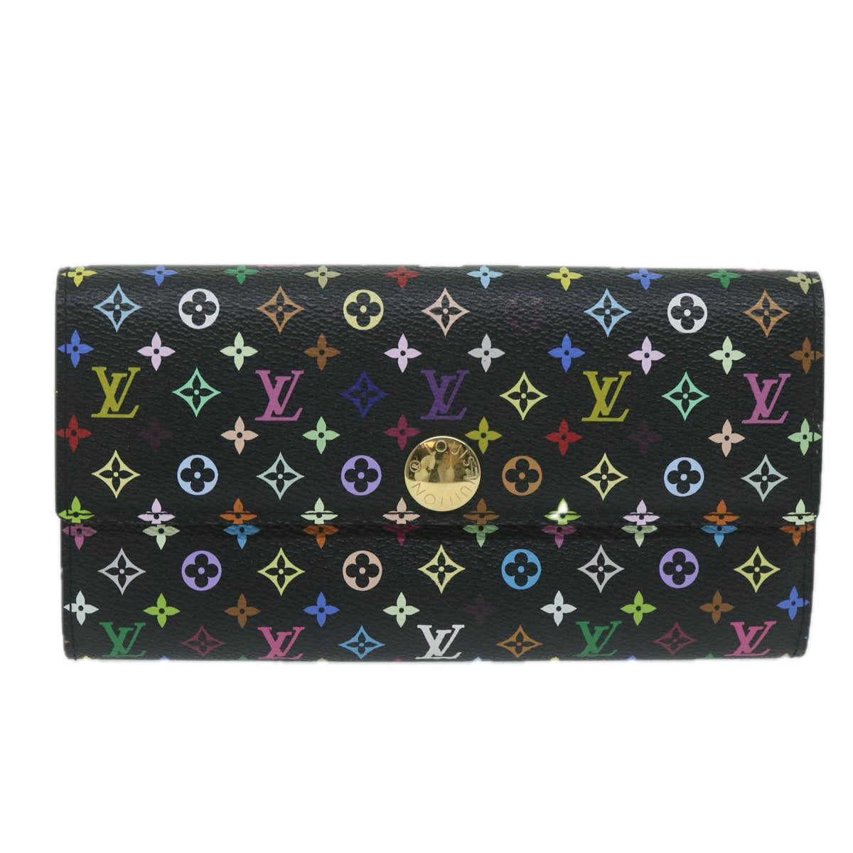 LOUIS VUITTON Monogram Multicolor PortefeuilleSarah Wallet M93747 LV Auth 64130