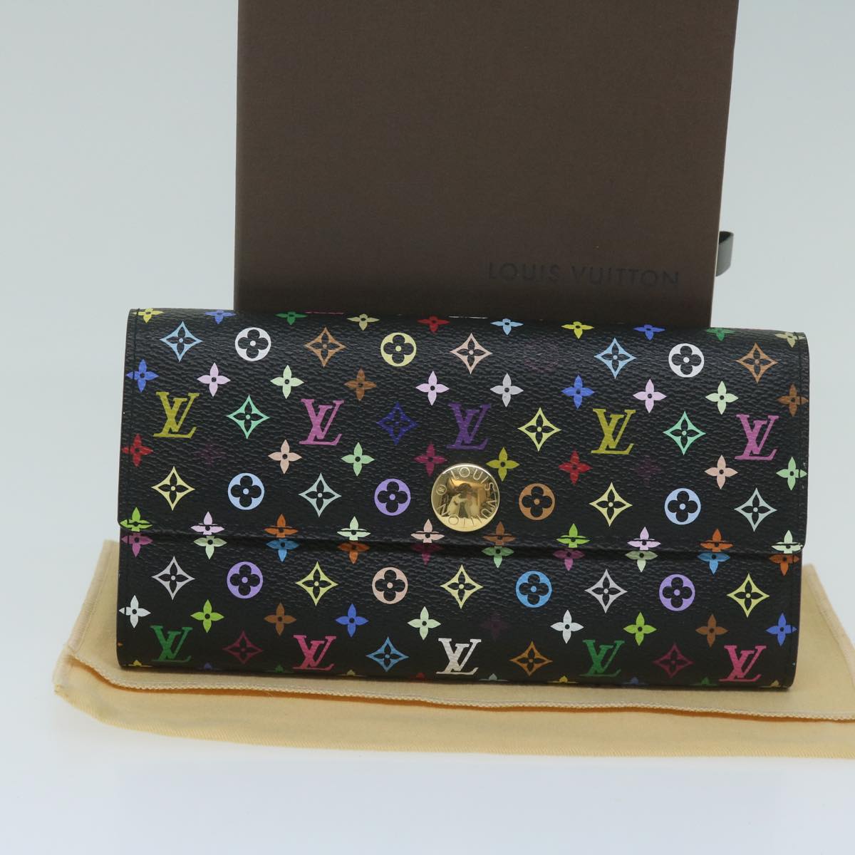 LOUIS VUITTON Monogram Multicolor PortefeuilleSarah Wallet M93747 LV Auth 64130