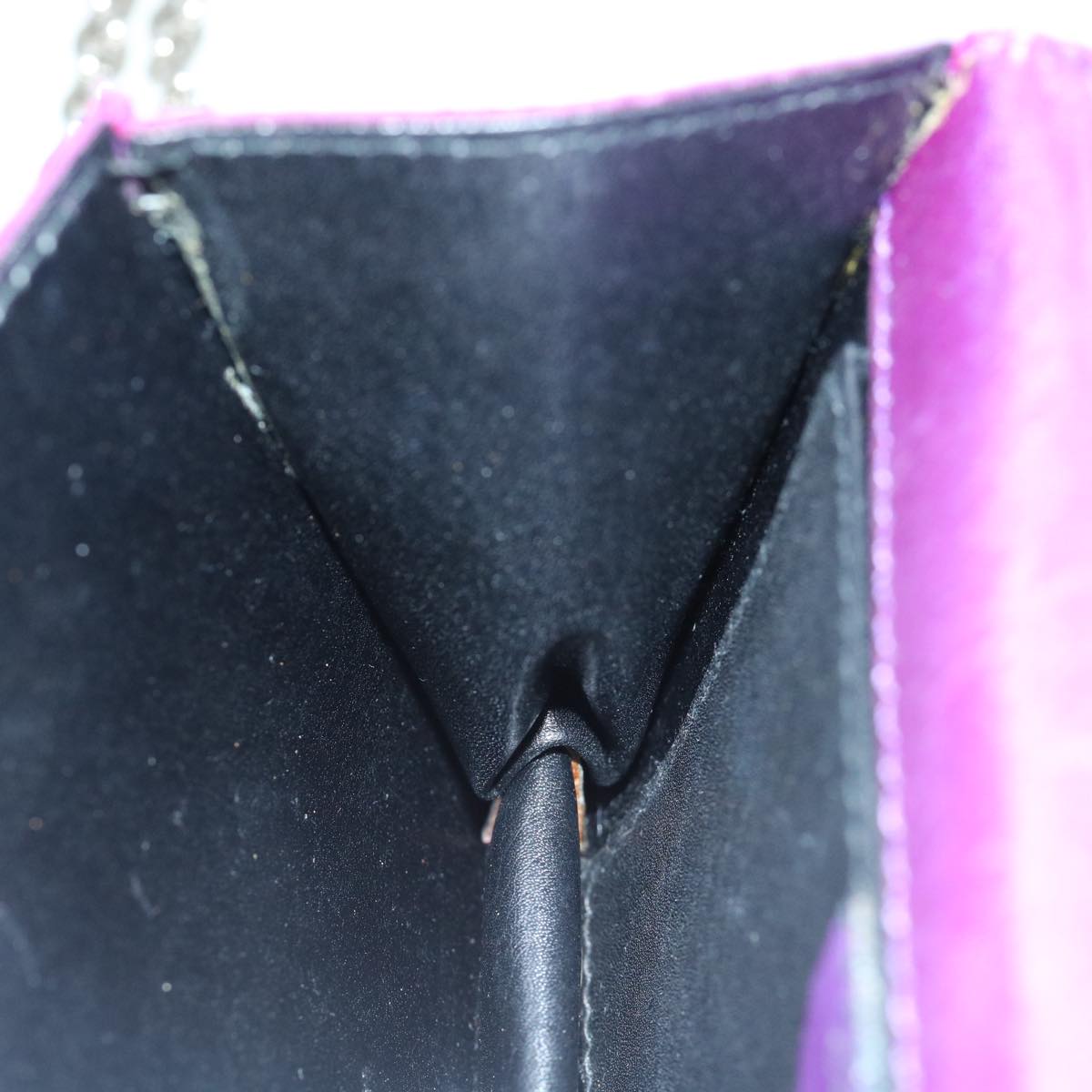 CELINE Chain Pouch Satin Purple Auth 64134