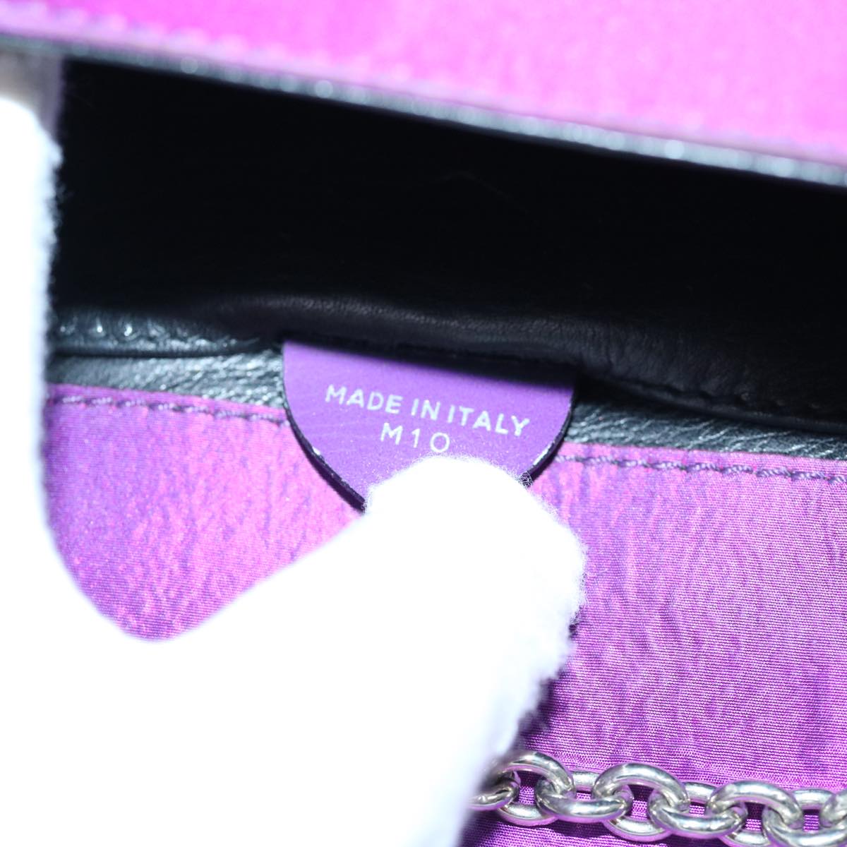CELINE Chain Pouch Satin Purple Auth 64134