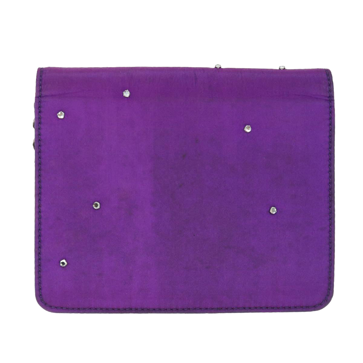 CELINE Chain Pouch Satin Purple Auth 64134