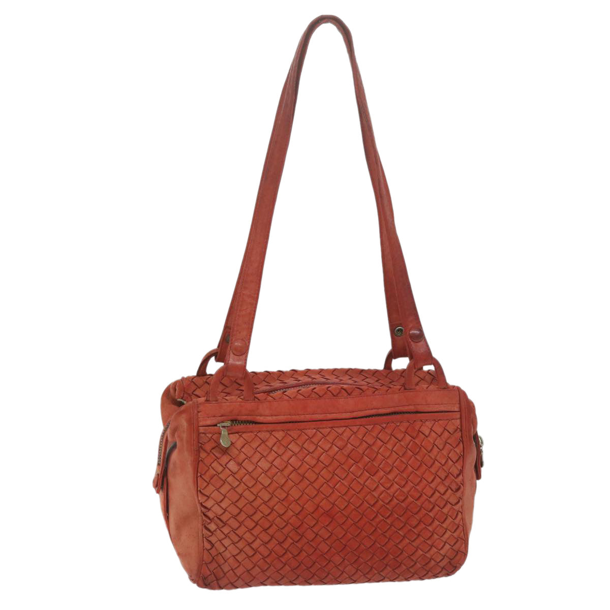 BOTTEGAVENETA INTRECCIATO Shoulder Bag Leather Orange Auth 64137