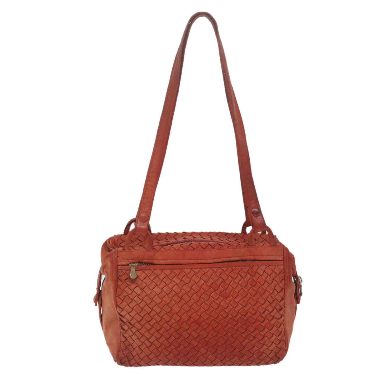 BOTTEGAVENETA INTRECCIATO Shoulder Bag Leather Orange Auth 64137