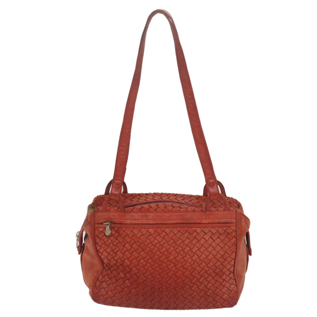 BOTTEGAVENETA INTRECCIATO Shoulder Bag Leather Orange Auth 64137