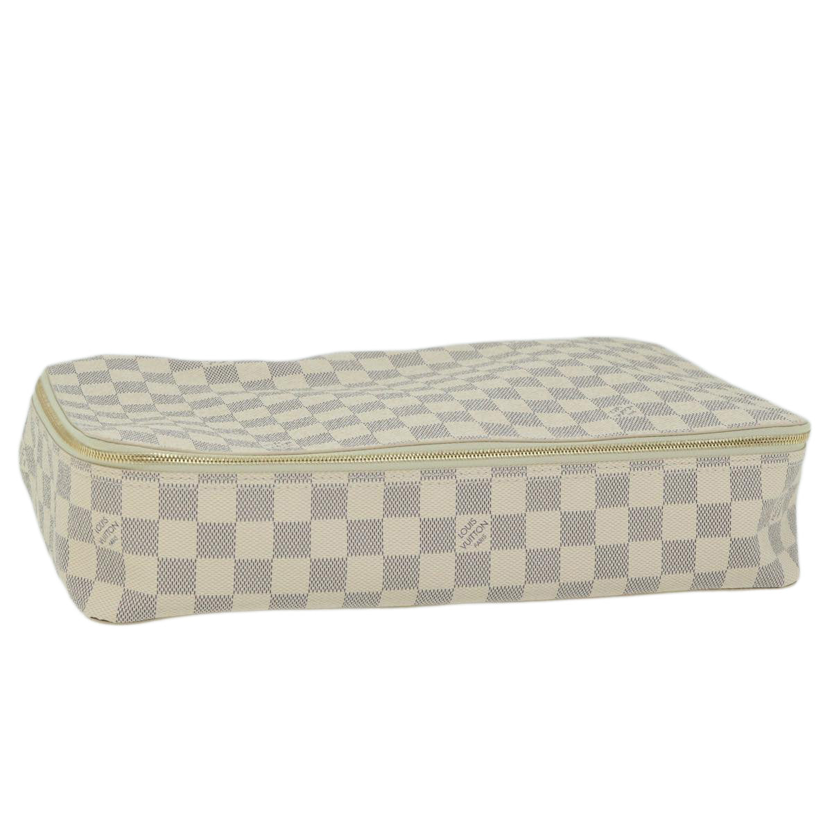 LOUIS VUITTON Damier Azur Cube De Langemont GM Cosmetic Pouch LV Auth 64139A