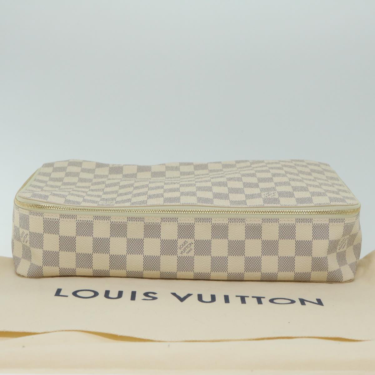 LOUIS VUITTON Damier Azur Cube De Langemont GM Cosmetic Pouch LV Auth 64139A