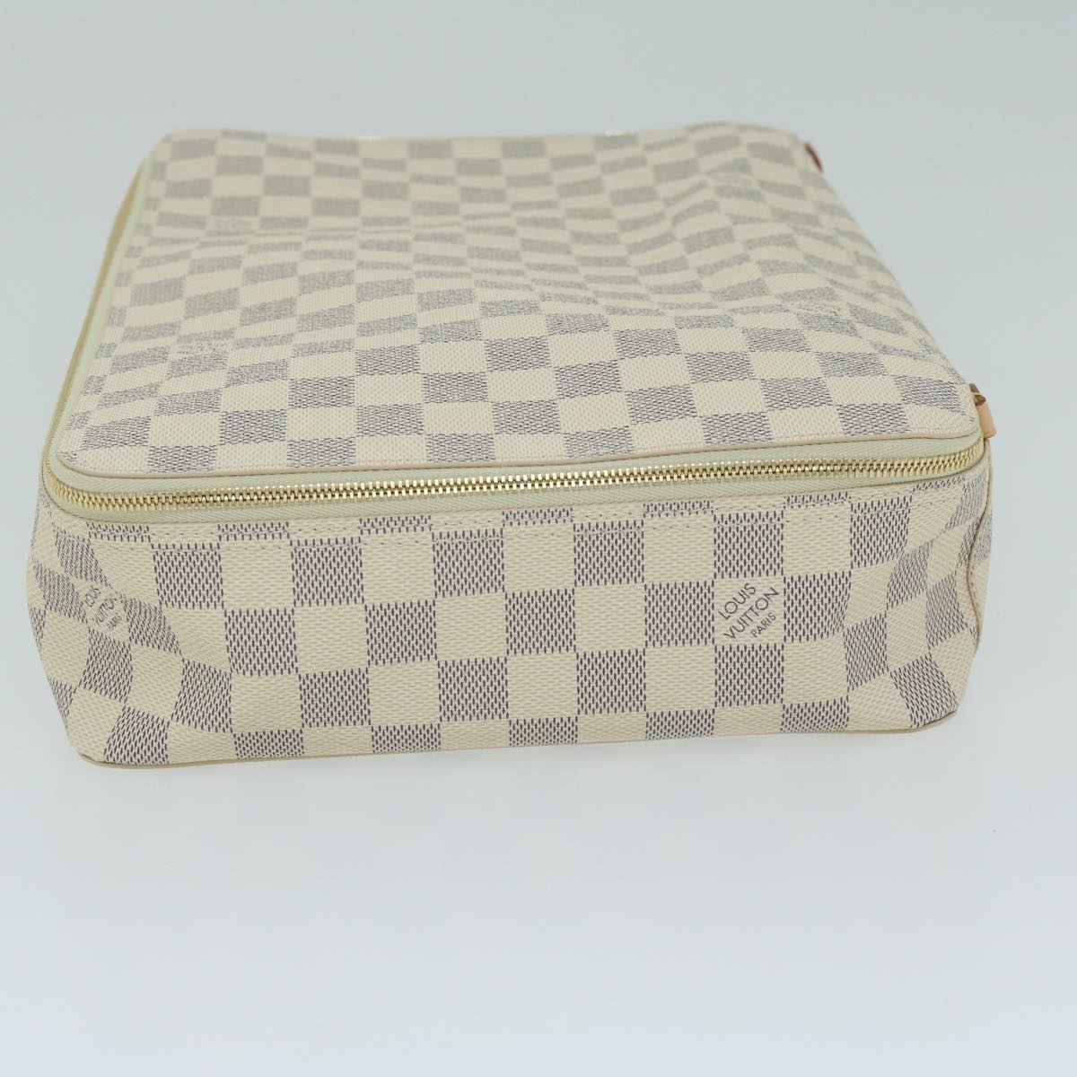 LOUIS VUITTON Damier Azur Cube De Langemont GM Cosmetic Pouch LV Auth 64139A