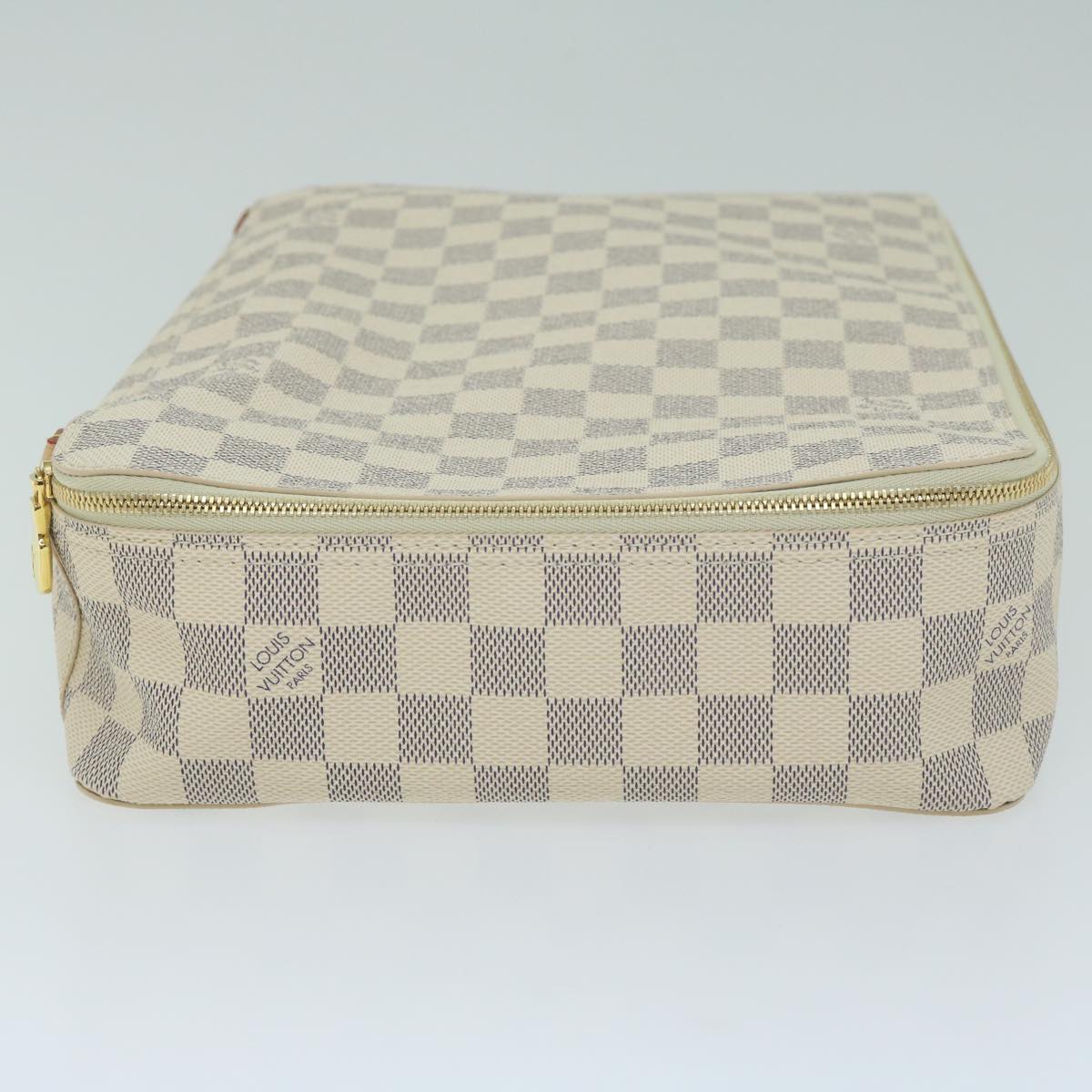 LOUIS VUITTON Damier Azur Cube De Langemont GM Cosmetic Pouch LV Auth 64139A