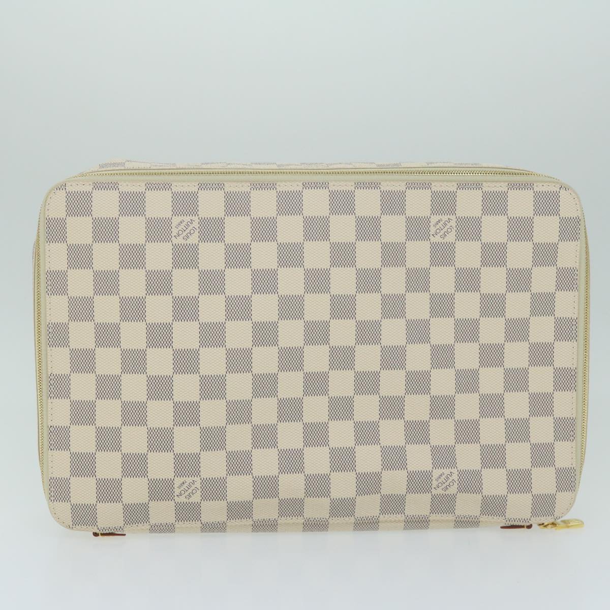 LOUIS VUITTON Damier Azur Cube De Langemont GM Cosmetic Pouch LV Auth 64139A