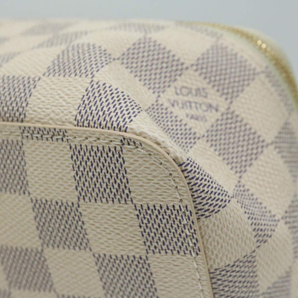 LOUIS VUITTON Damier Azur Cube De Langemont GM Cosmetic Pouch LV Auth 64139A