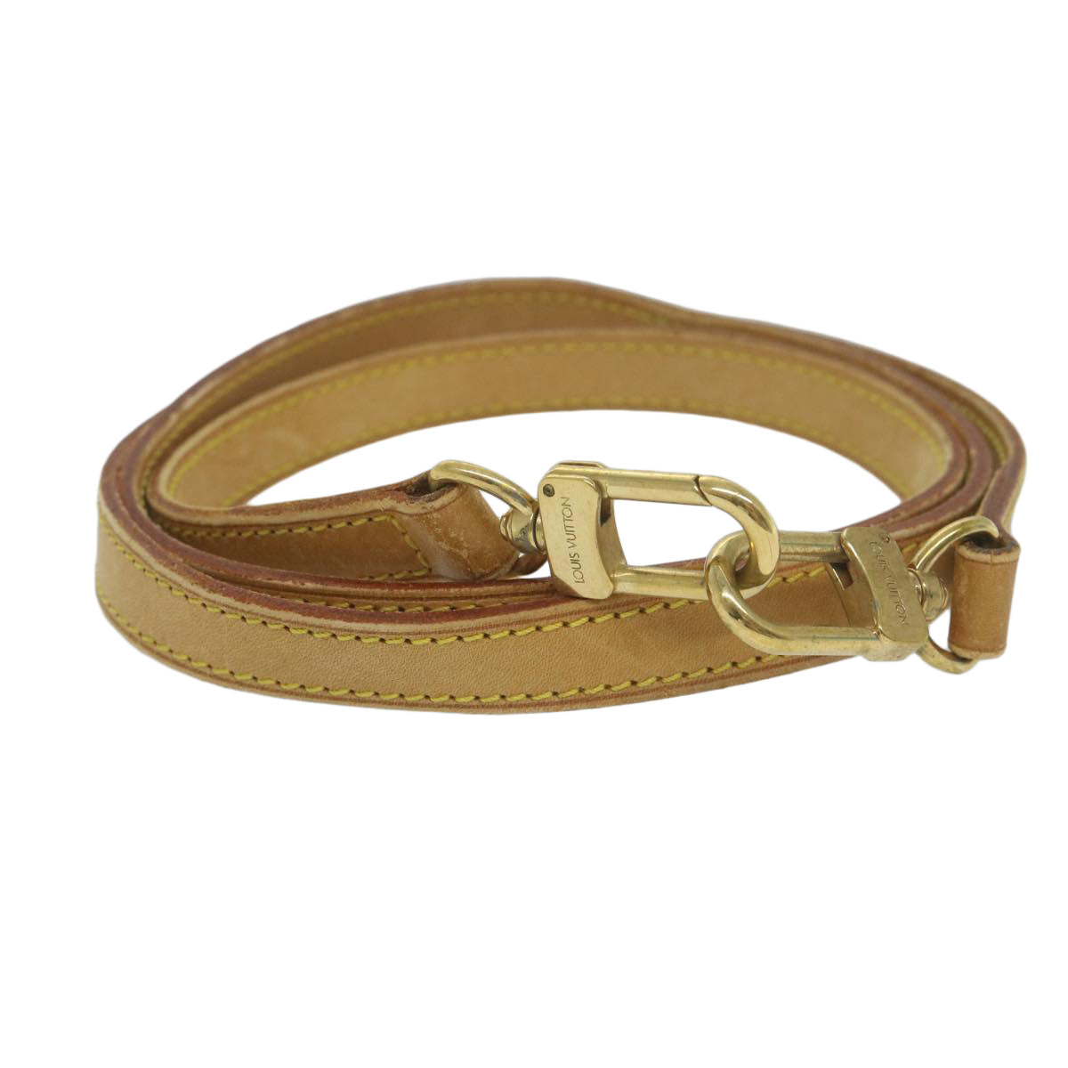 LOUIS VUITTON Shoulder Strap Leather 44.1"" Beige LV Auth 64145