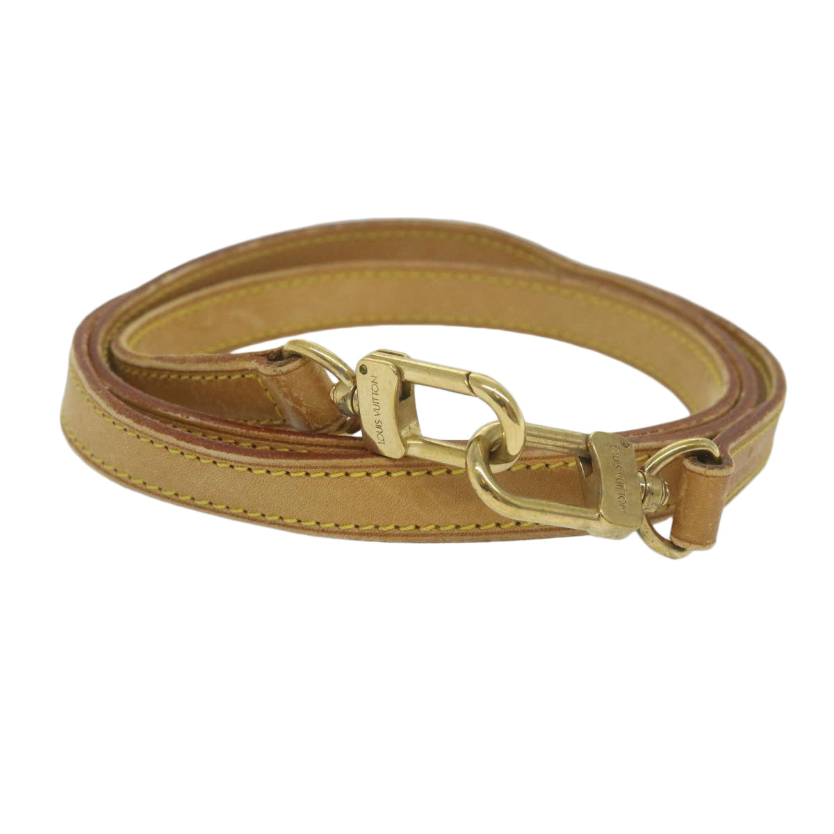 LOUIS VUITTON Shoulder Strap Leather 44.1"" Beige LV Auth 64145