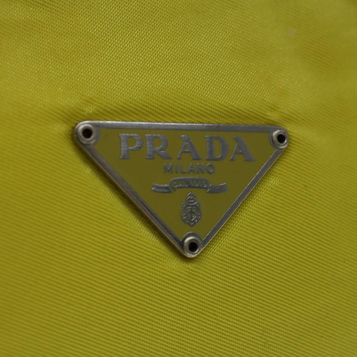 PRADA Accessory Pouch Nylon Yellow Auth 64205