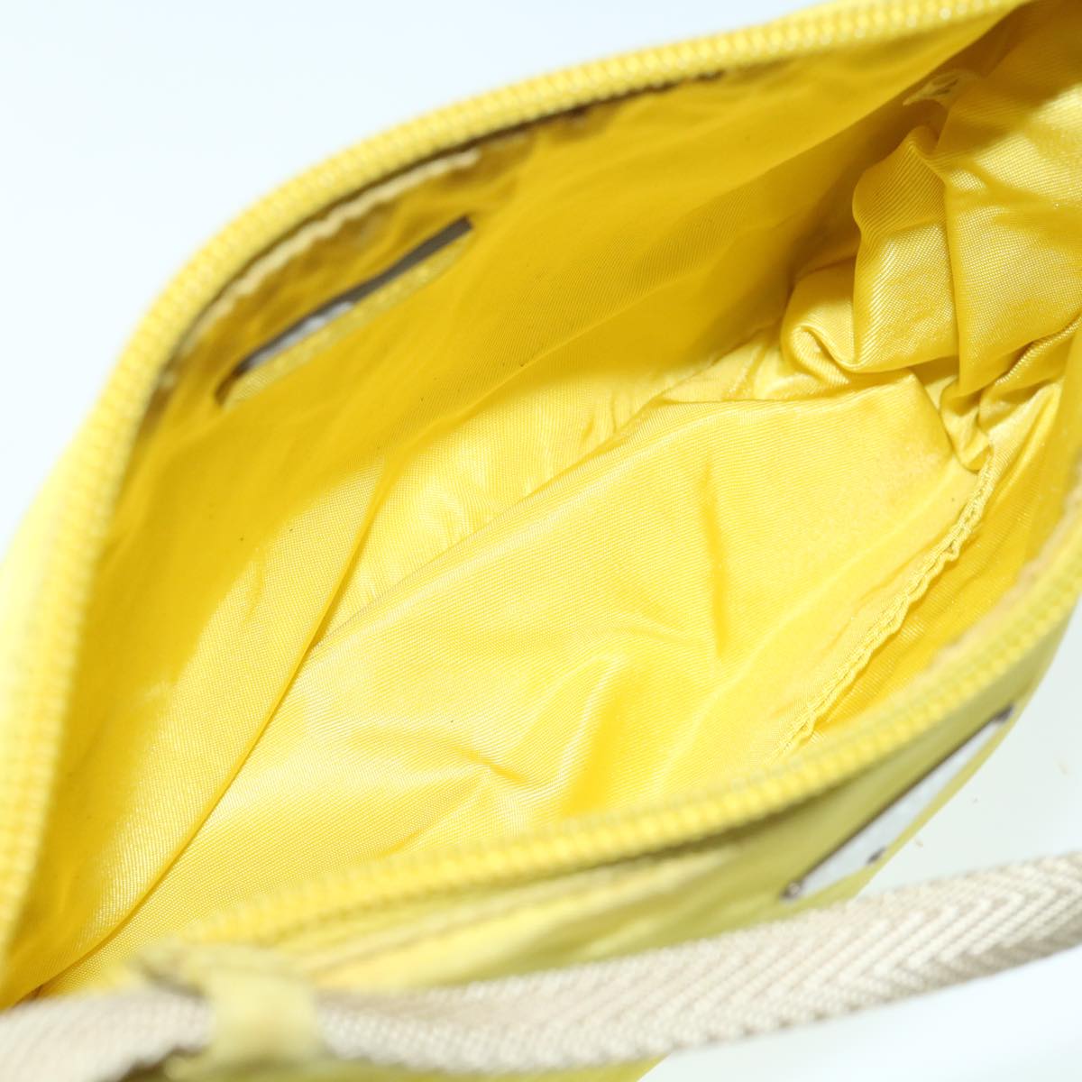 PRADA Accessory Pouch Nylon Yellow Auth 64205