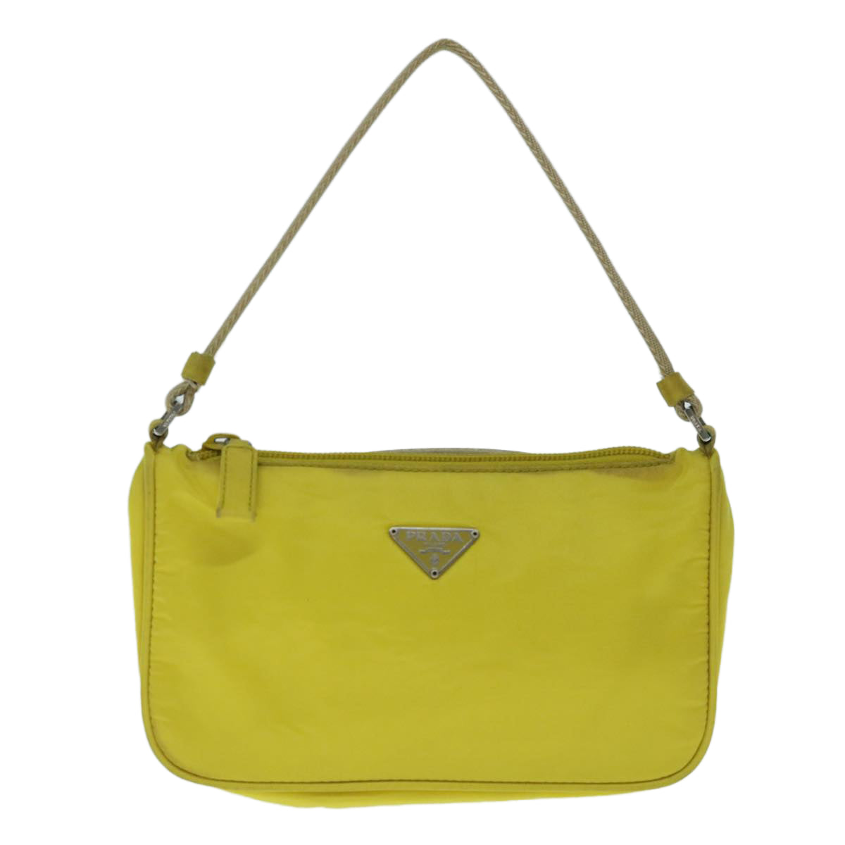 PRADA Accessory Pouch Nylon Yellow Auth 64205