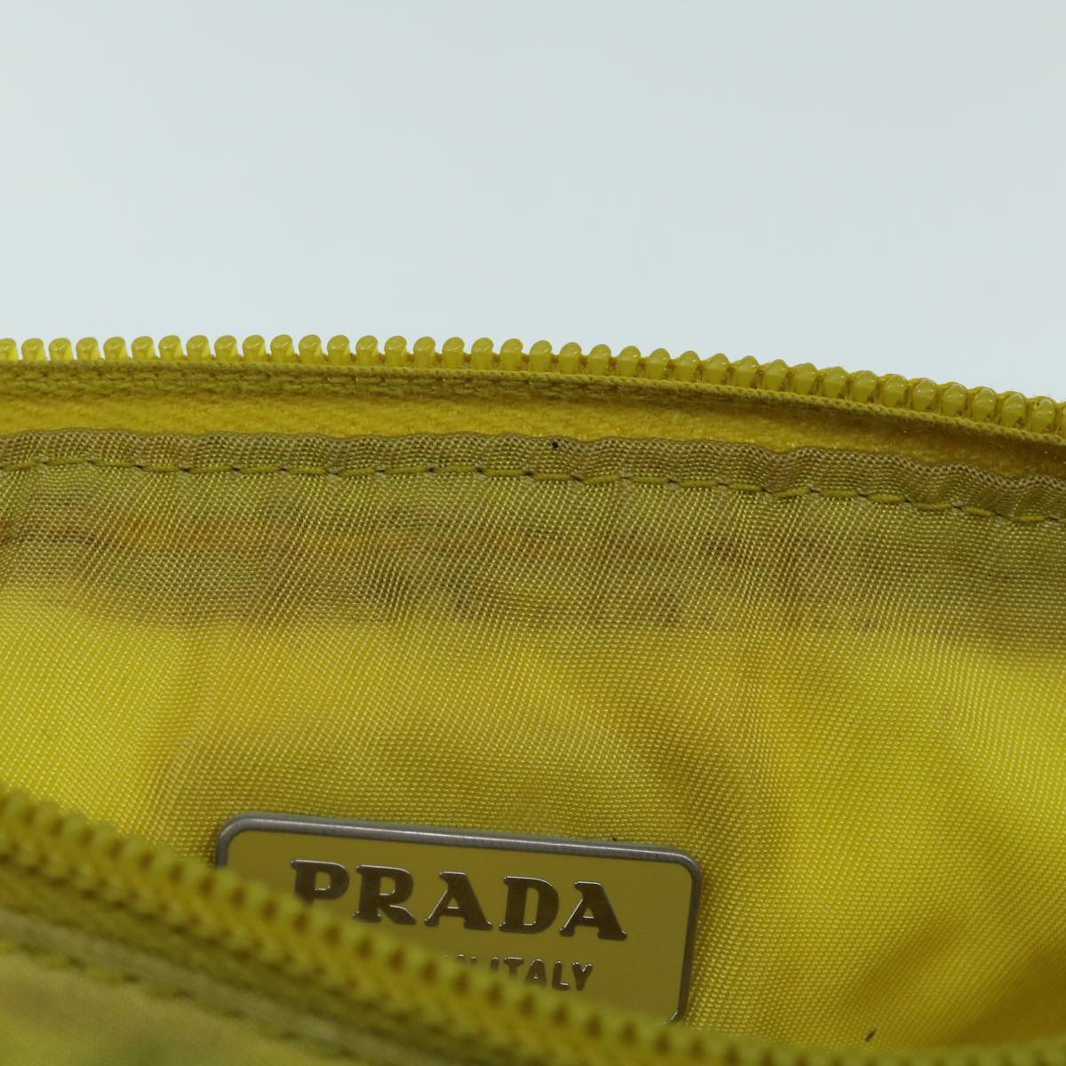 PRADA Accessory Pouch Nylon Yellow Auth 64205