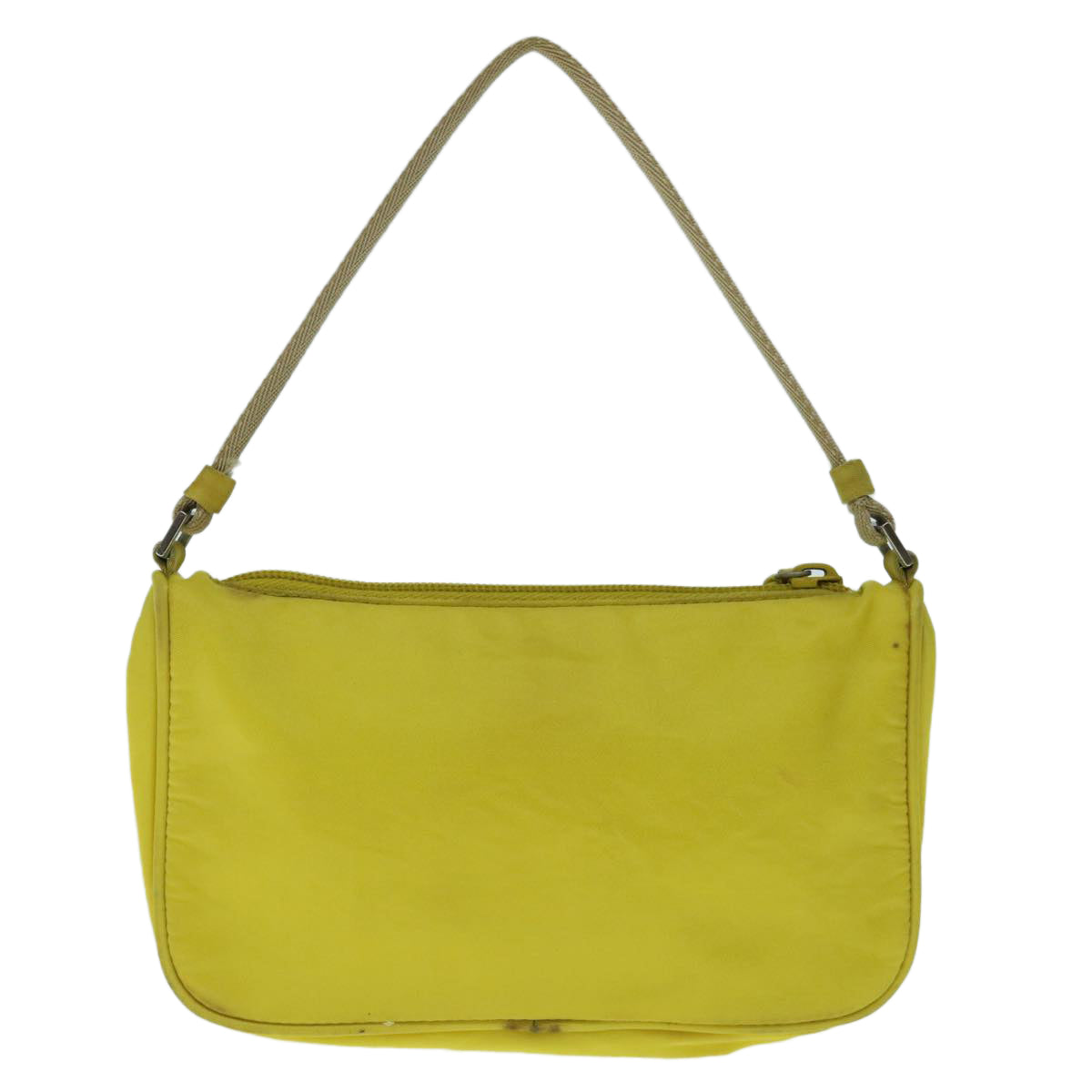 PRADA Accessory Pouch Nylon Yellow Auth 64205