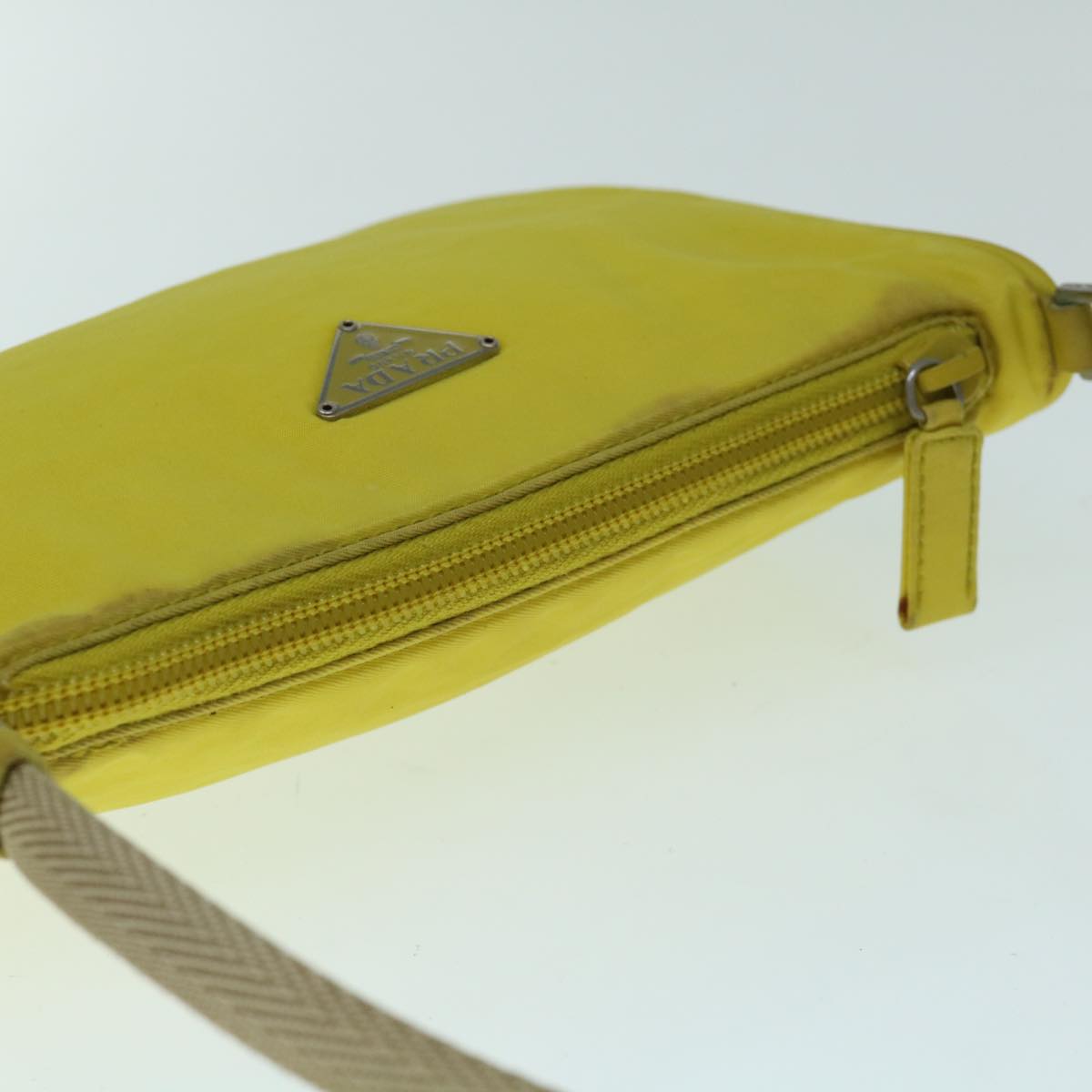 PRADA Accessory Pouch Nylon Yellow Auth 64205