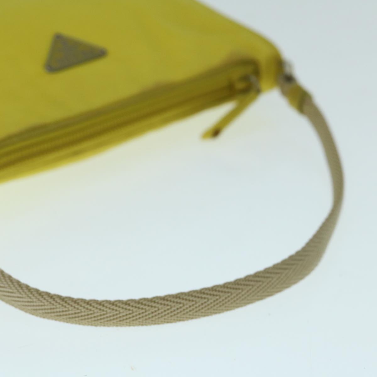 PRADA Accessory Pouch Nylon Yellow Auth 64205