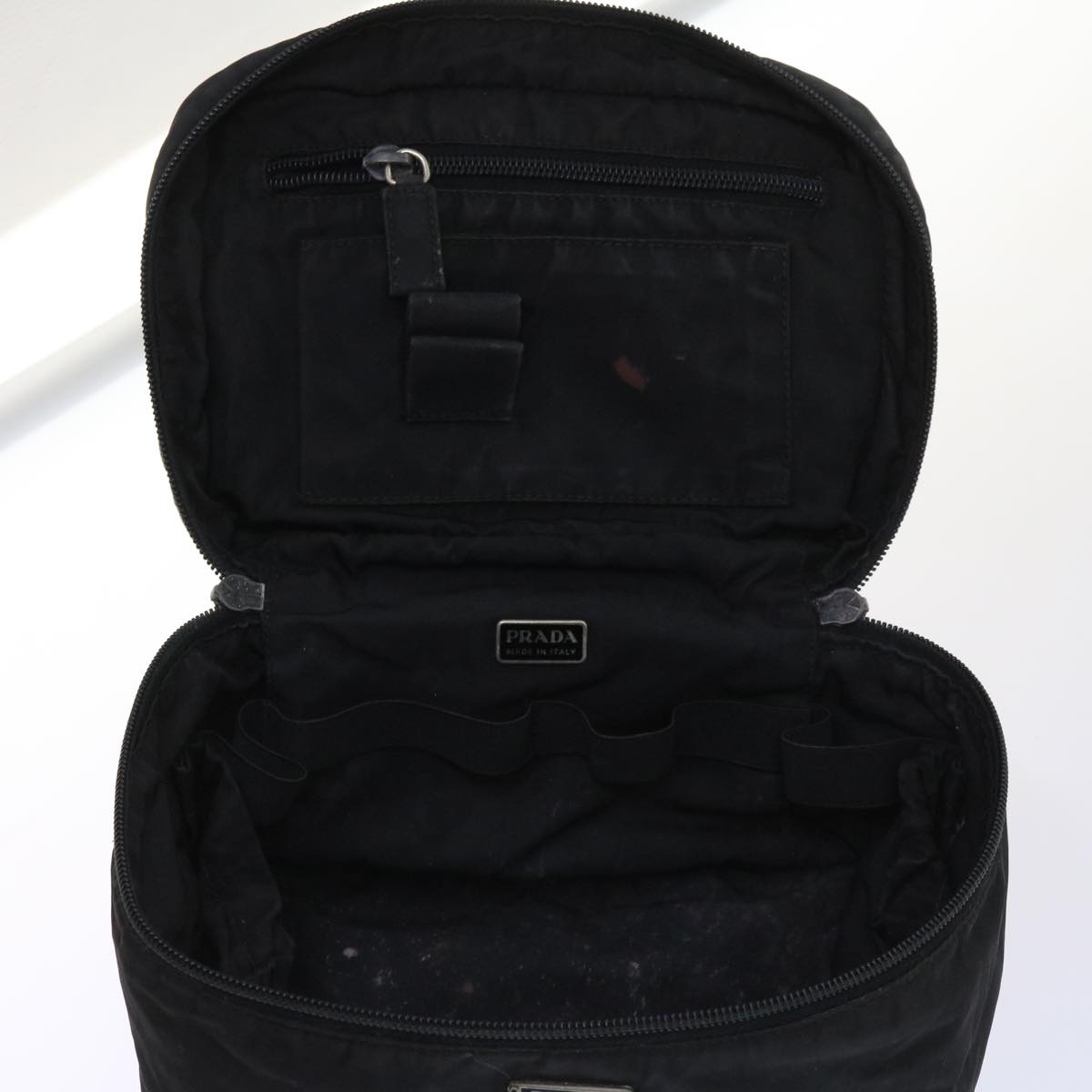 PRADA Vanity Cosmetic Pouch Nylon Black Auth 64221