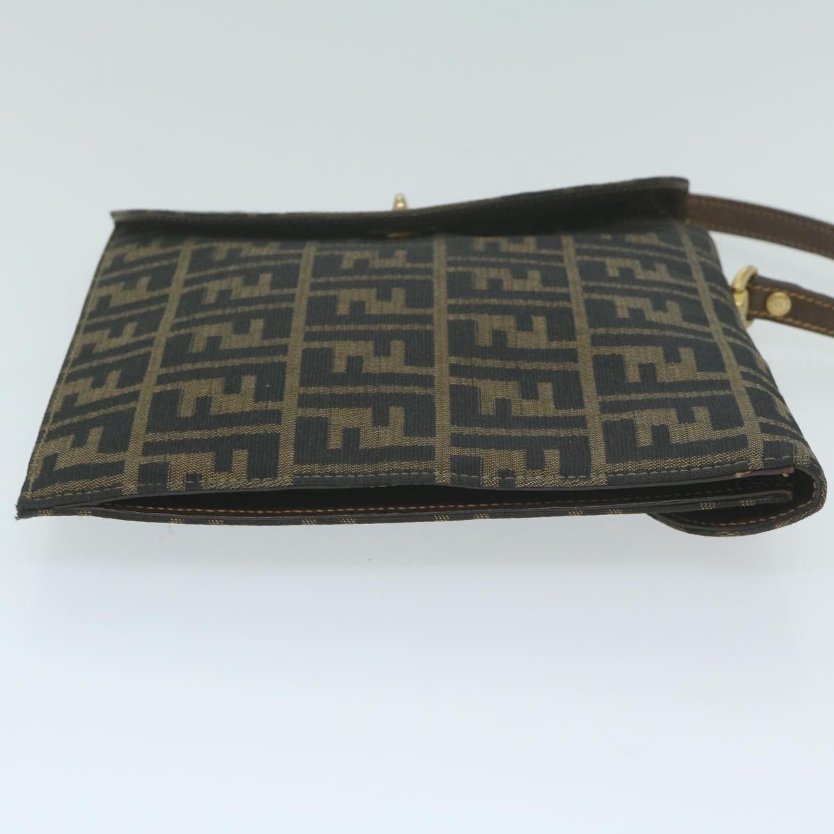 FENDI Zucca Canvas Hand Bag Black Brown Auth 64269