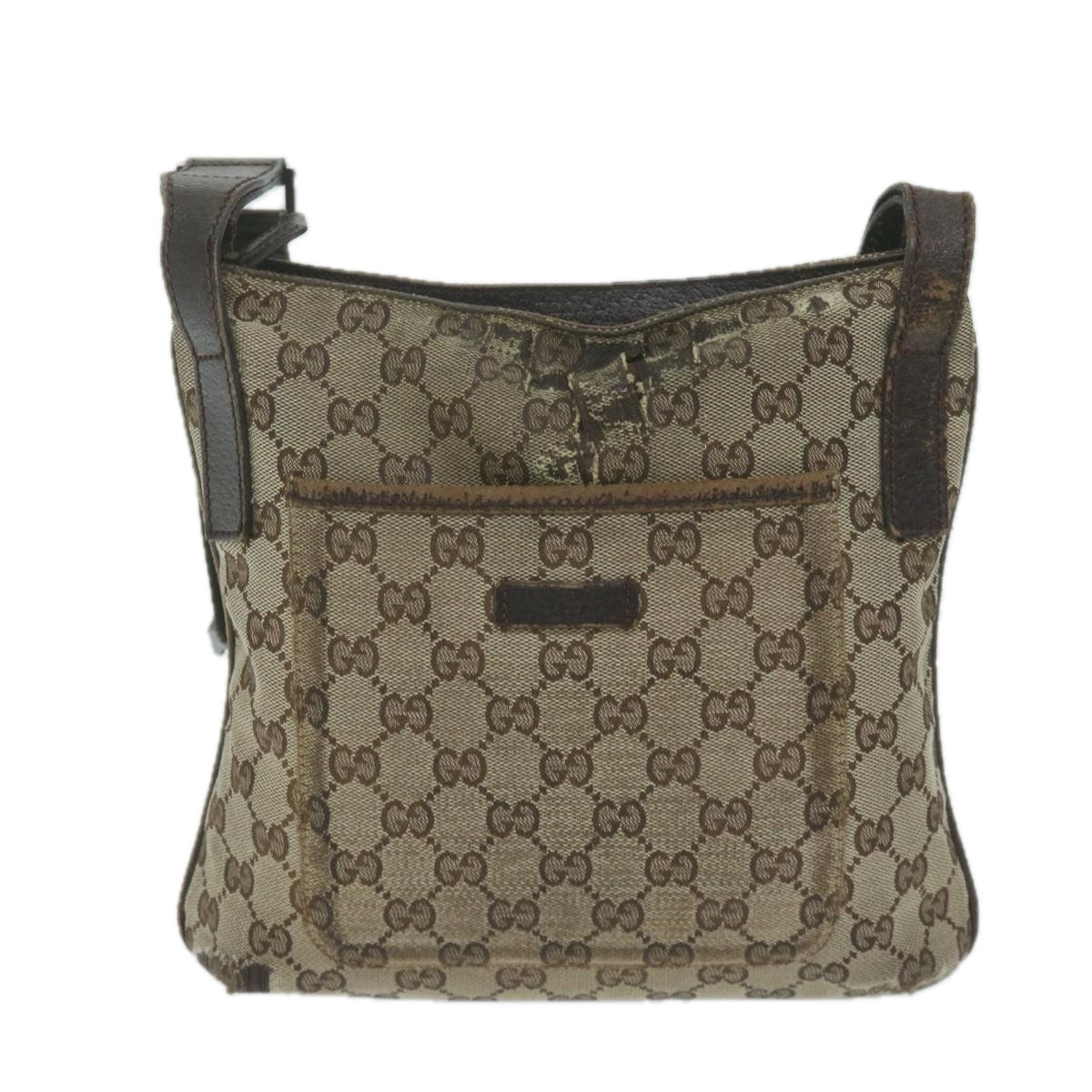 GUCCI GG Canvas Shoulder Bag Beige 122793 Auth 64279