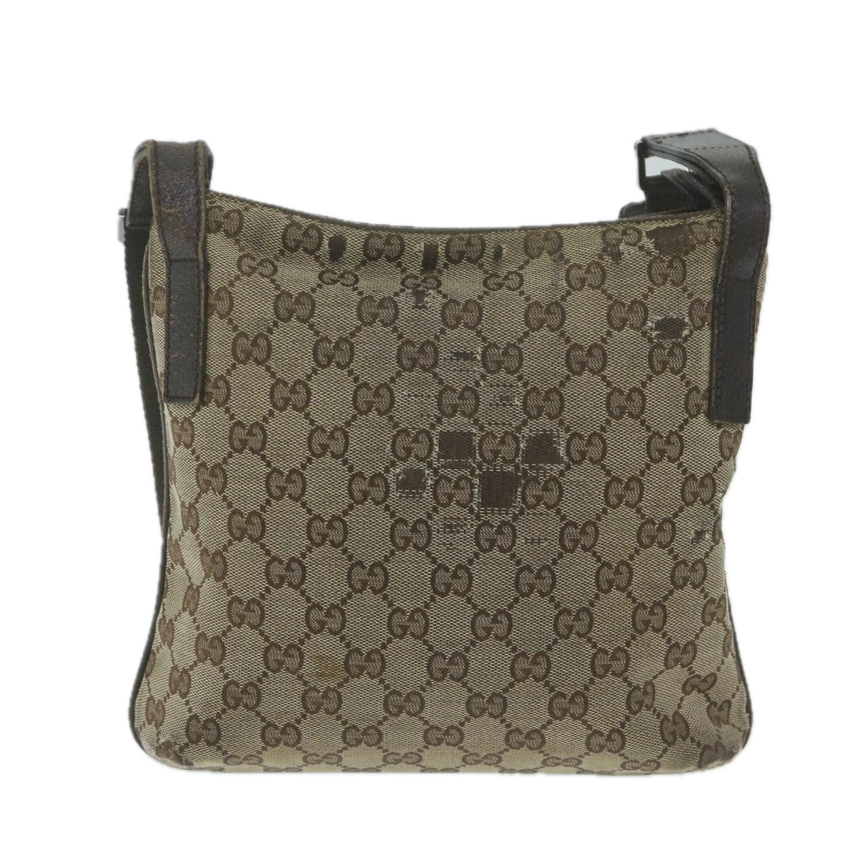 GUCCI GG Canvas Shoulder Bag Beige 122793 Auth 64279