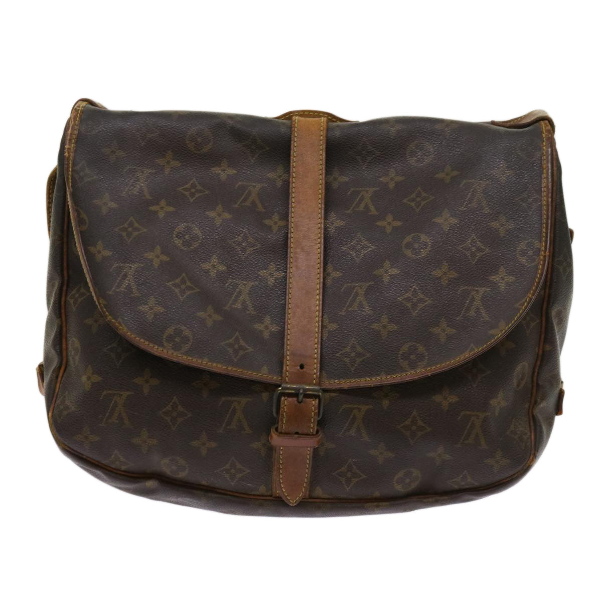 LOUIS VUITTON Monogram Saumur 35 Shoulder Bag M42254 LV Auth 64415