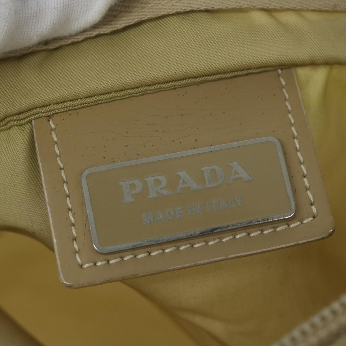 PRADA Shoulder Bag Nylon Beige Auth 64456