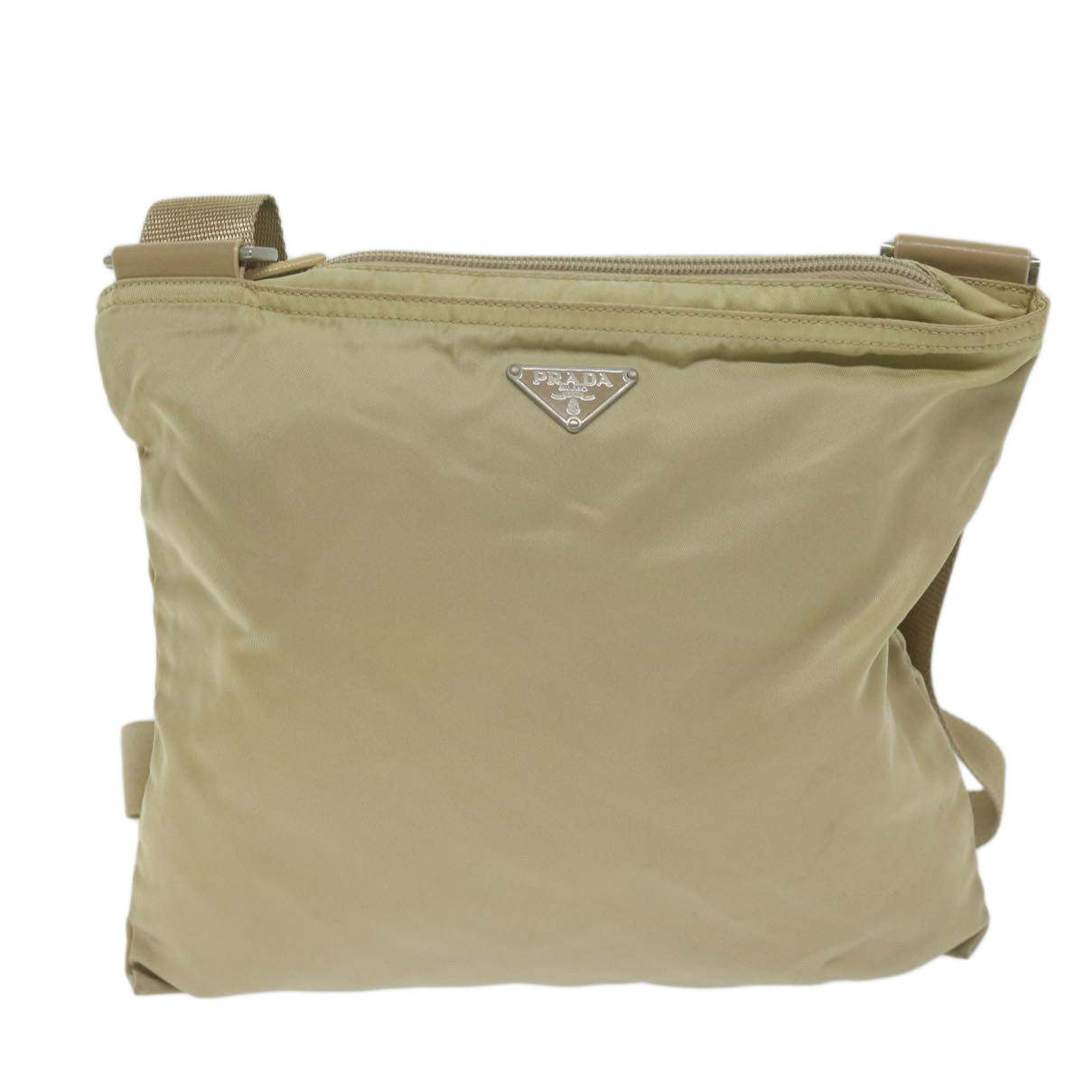 PRADA Shoulder Bag Nylon Beige Auth 64456